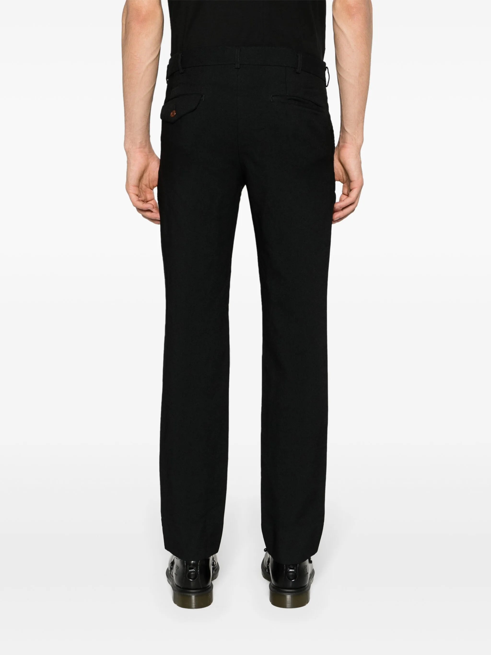 tapered-leg gabardine trousers
