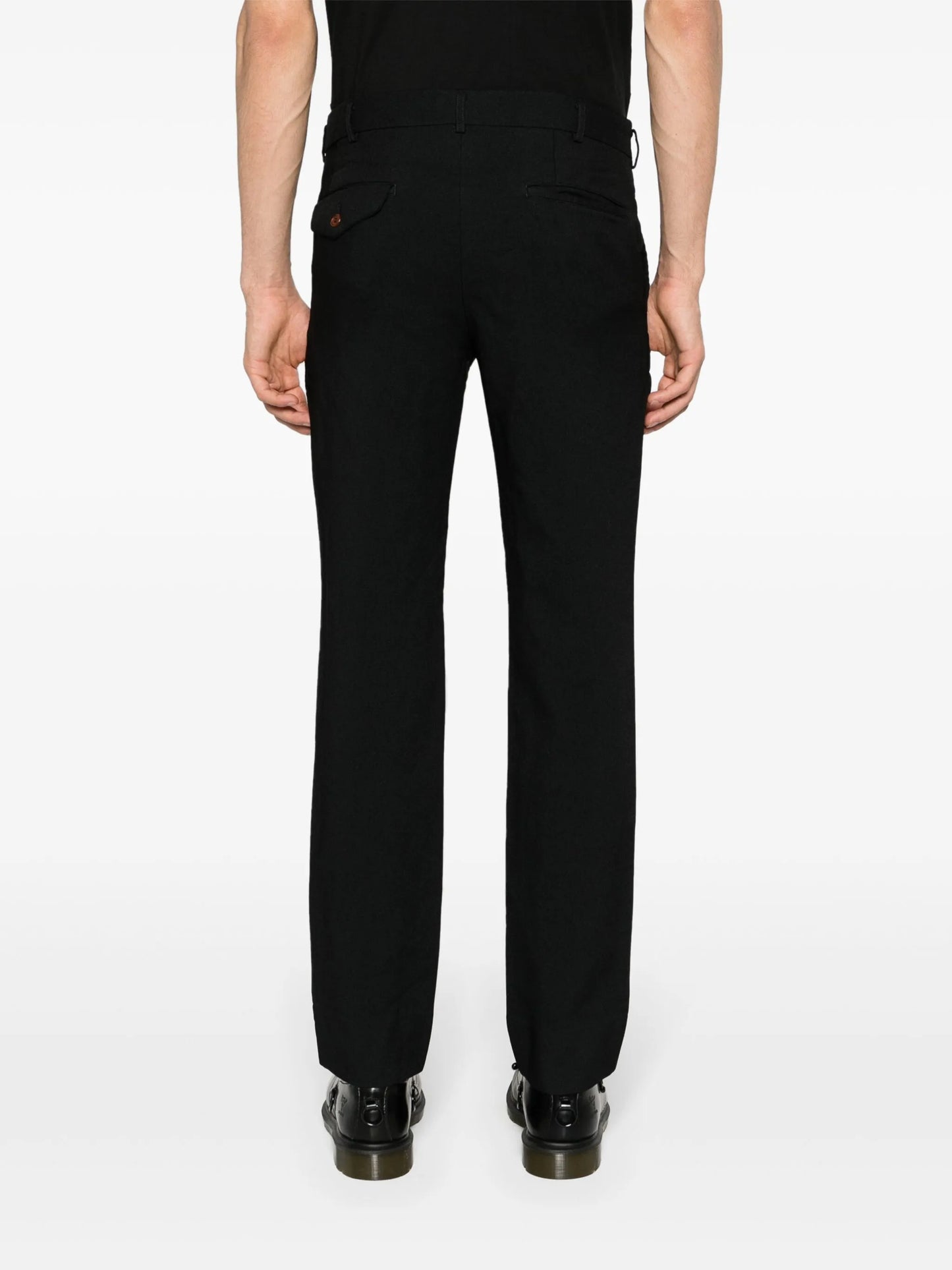 tapered-leg gabardine trousers