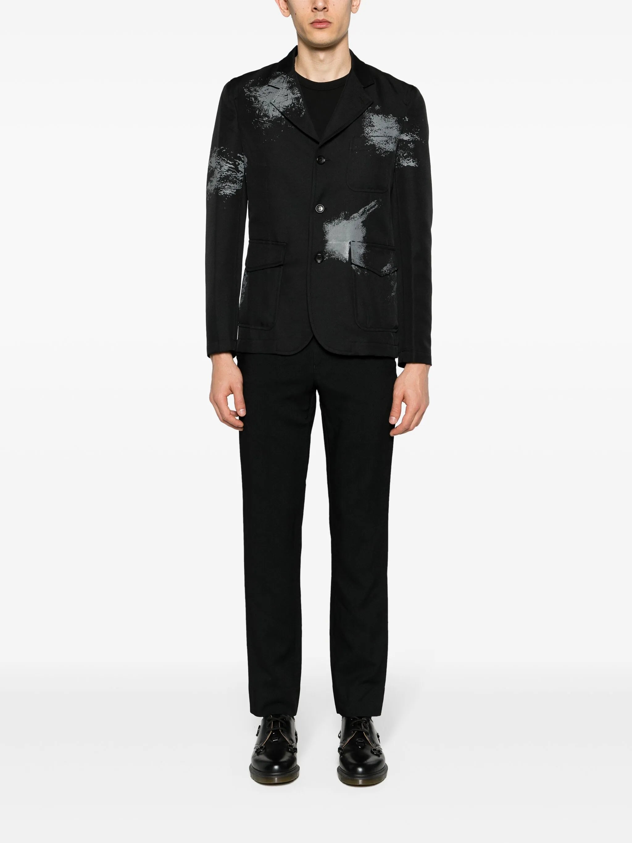 tapered-leg gabardine trousers