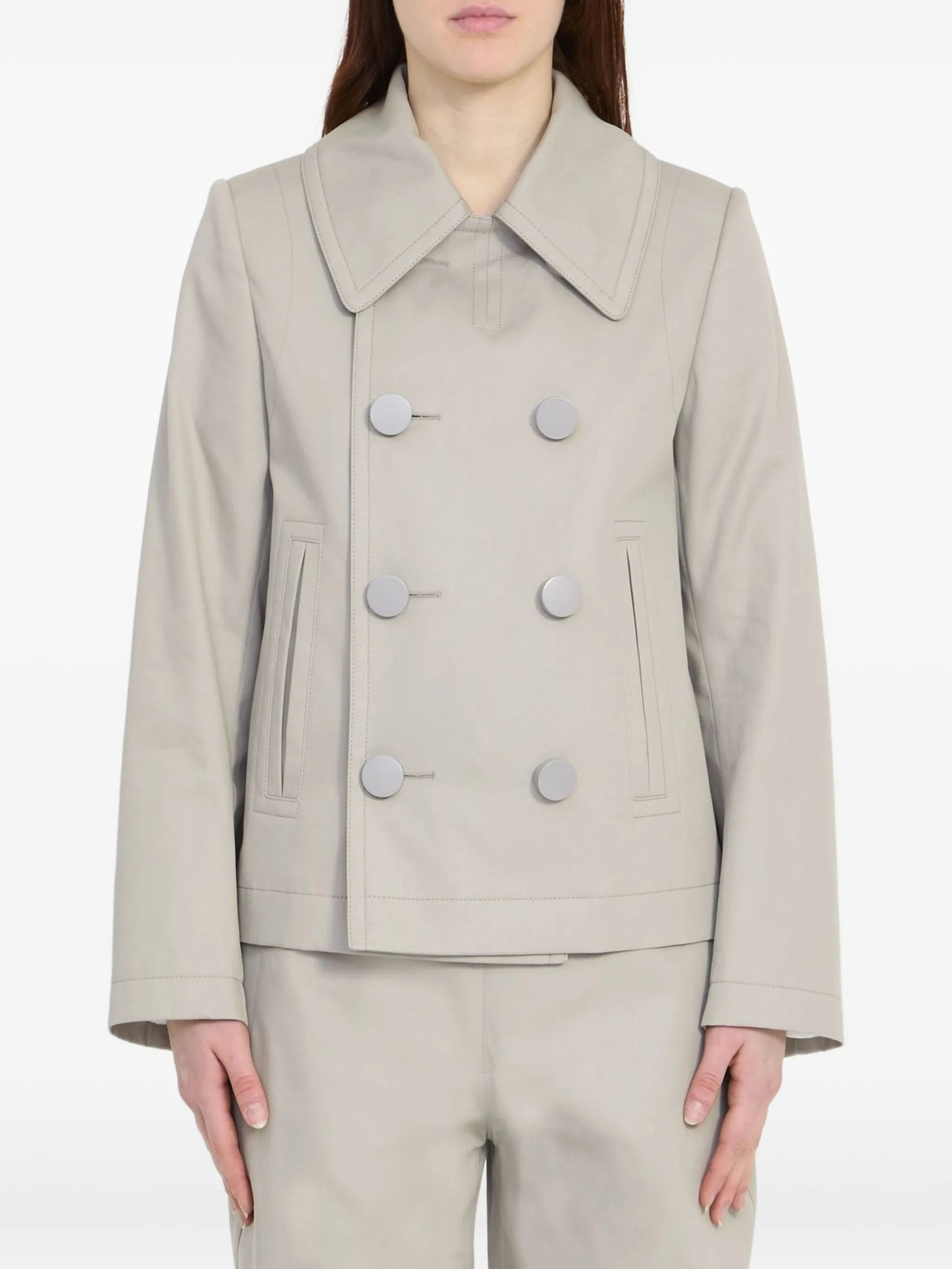 pointed-collar double-breasted jacket