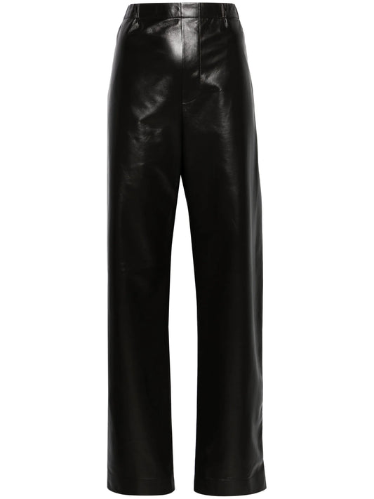 straight-leg leather trousers