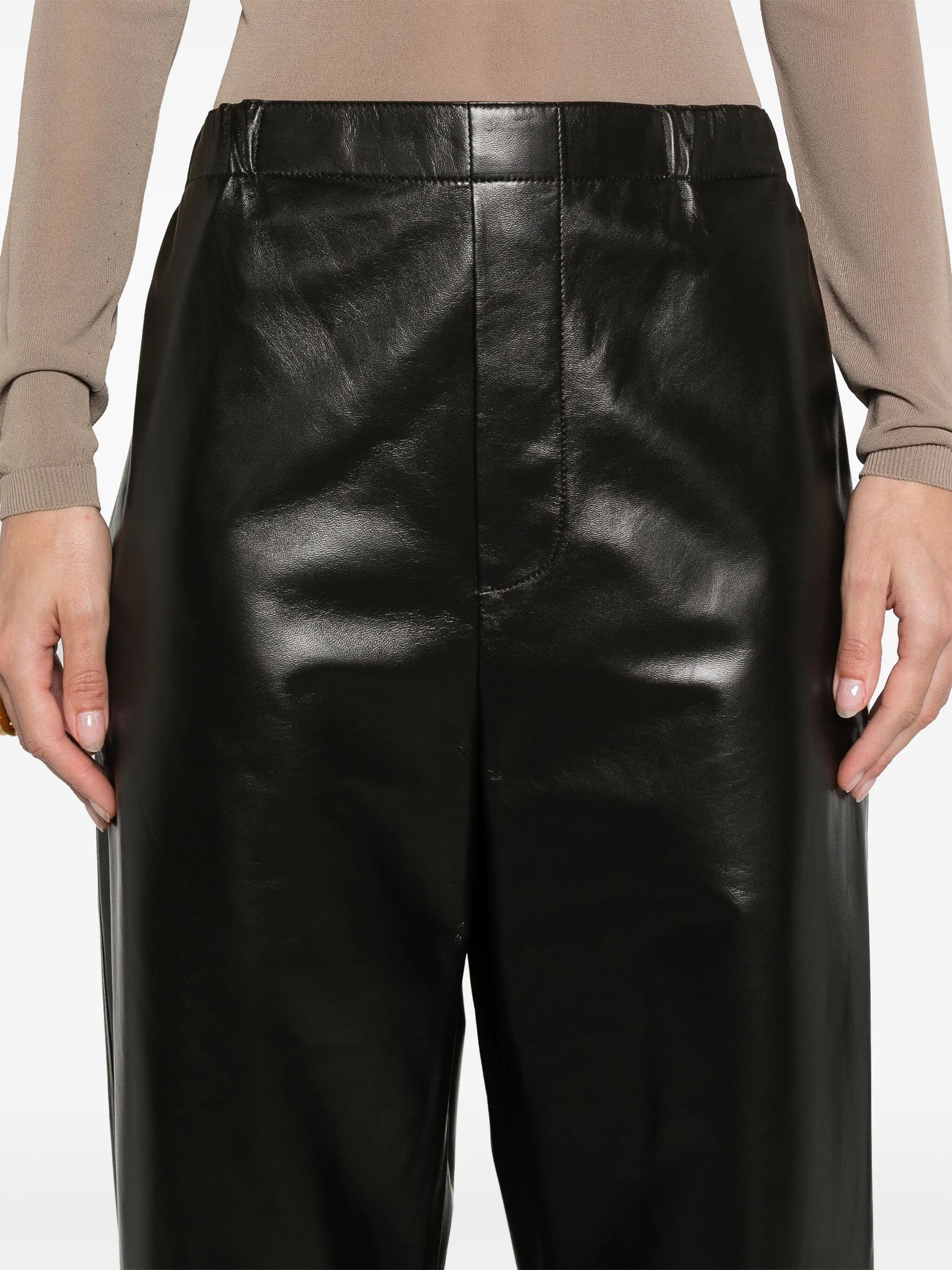 straight-leg leather trousers