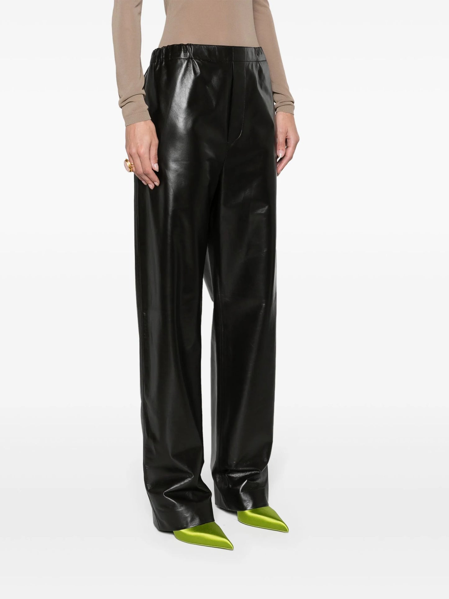 straight-leg leather trousers