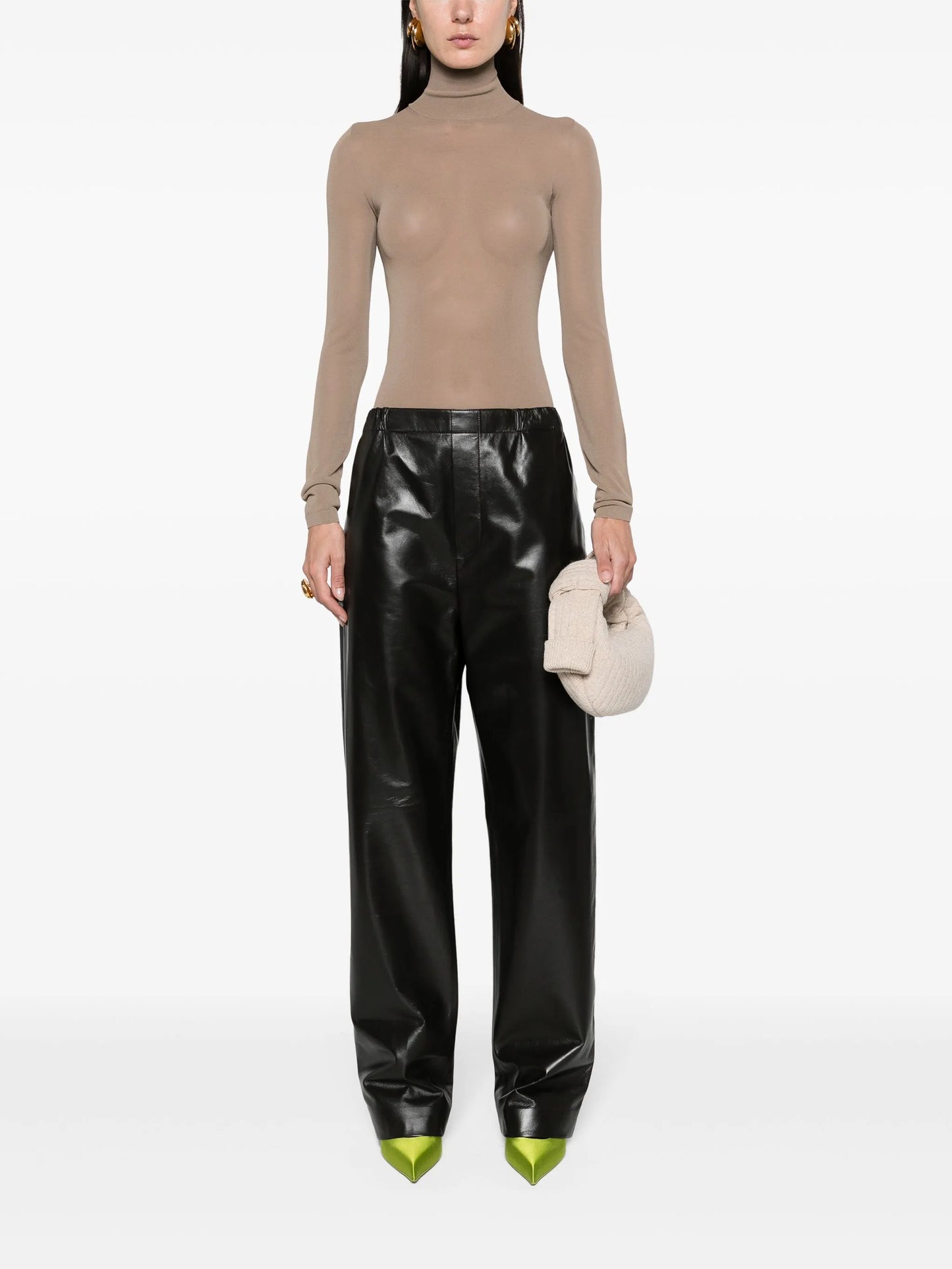 straight-leg leather trousers