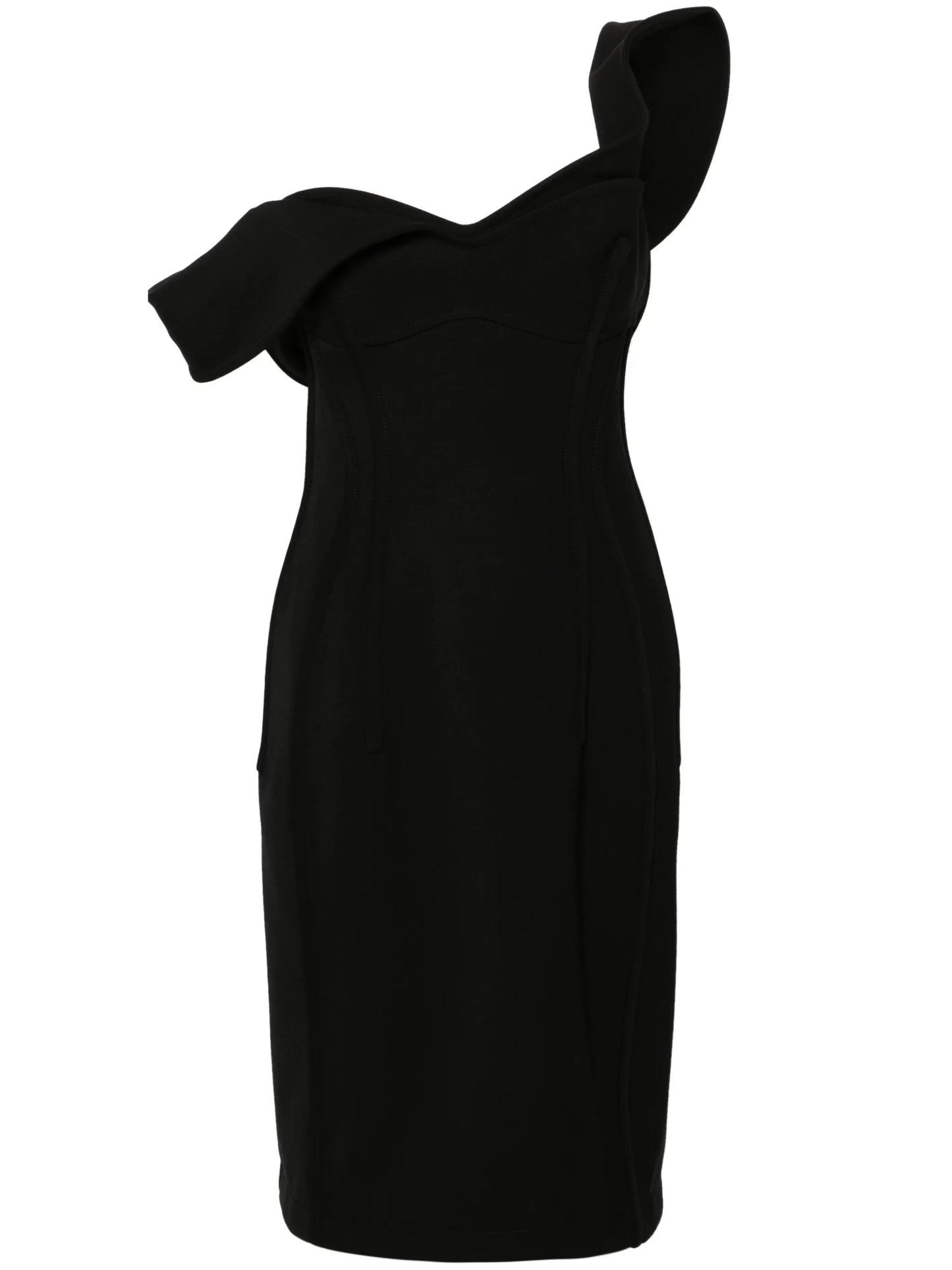 bustier wool midi dress