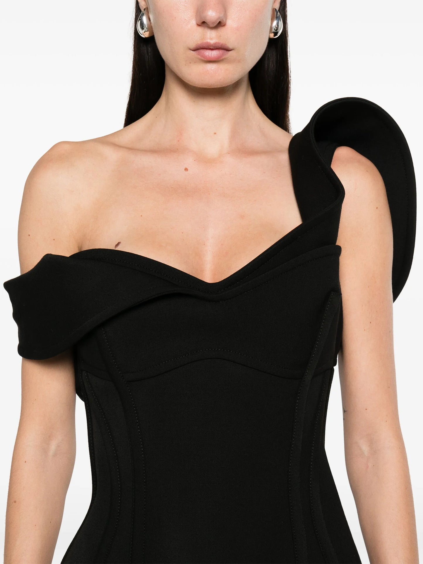 bustier wool midi dress