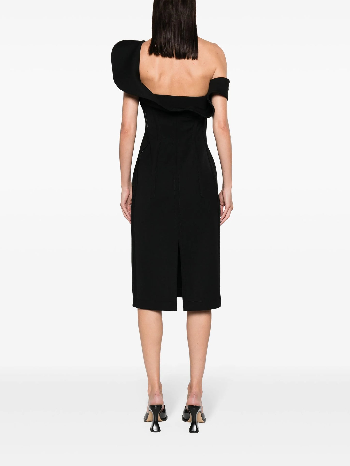 bustier wool midi dress