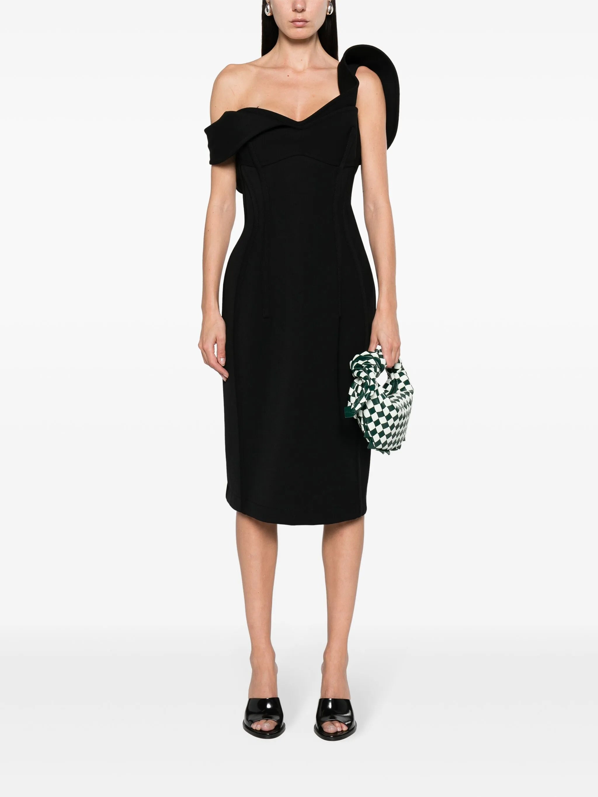 bustier wool midi dress