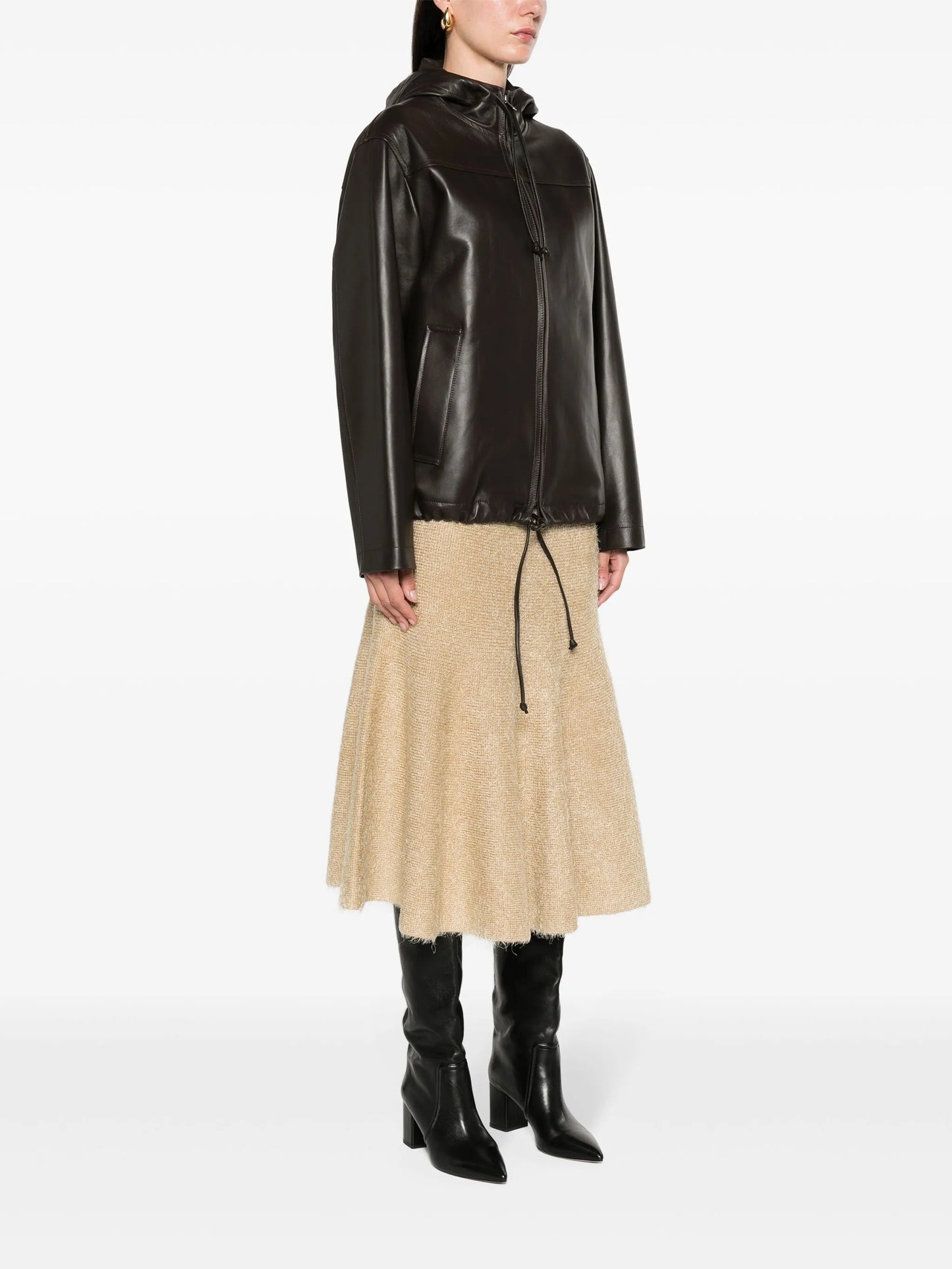 hooded leather jacket