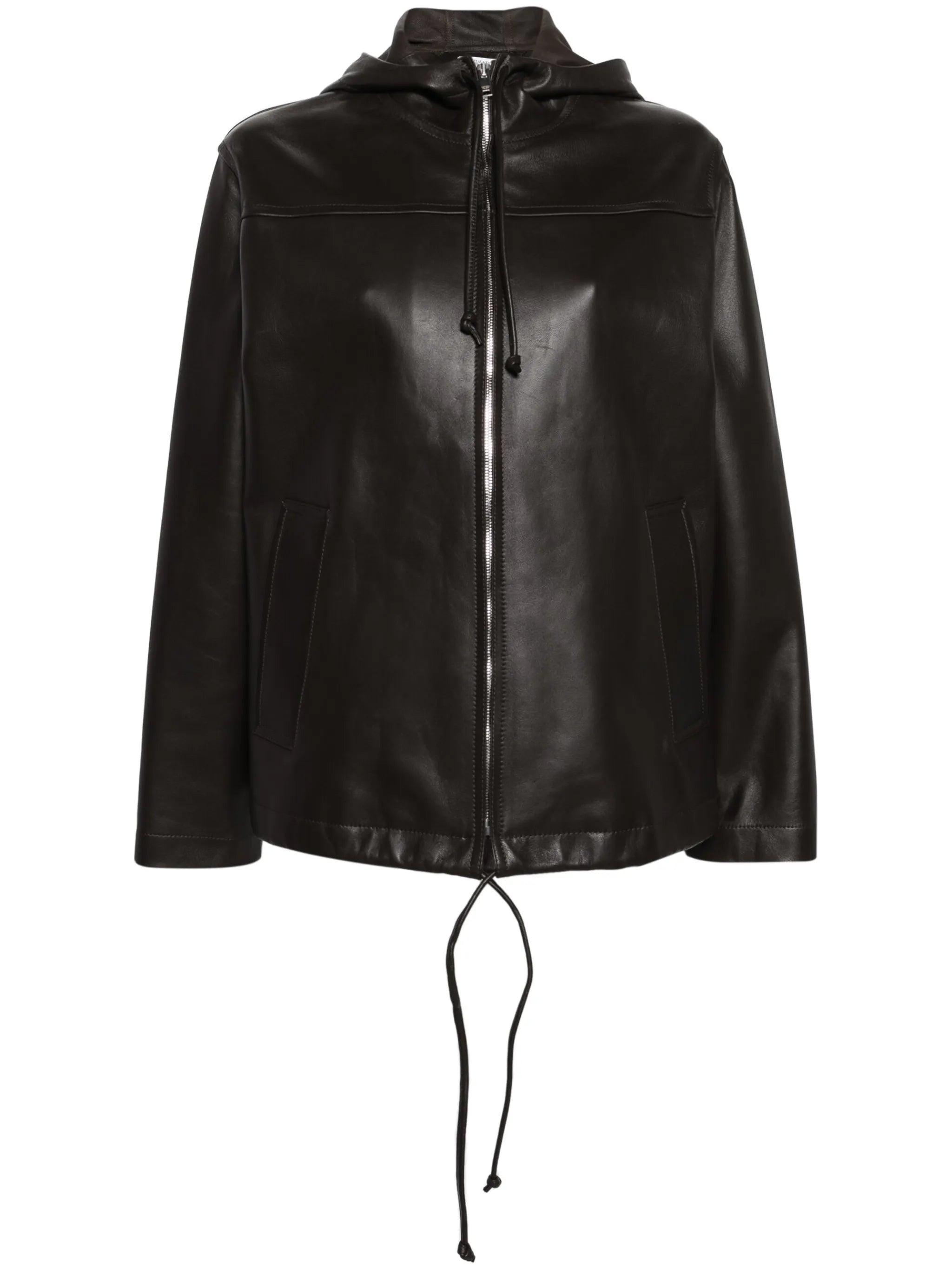 hooded leather jacket