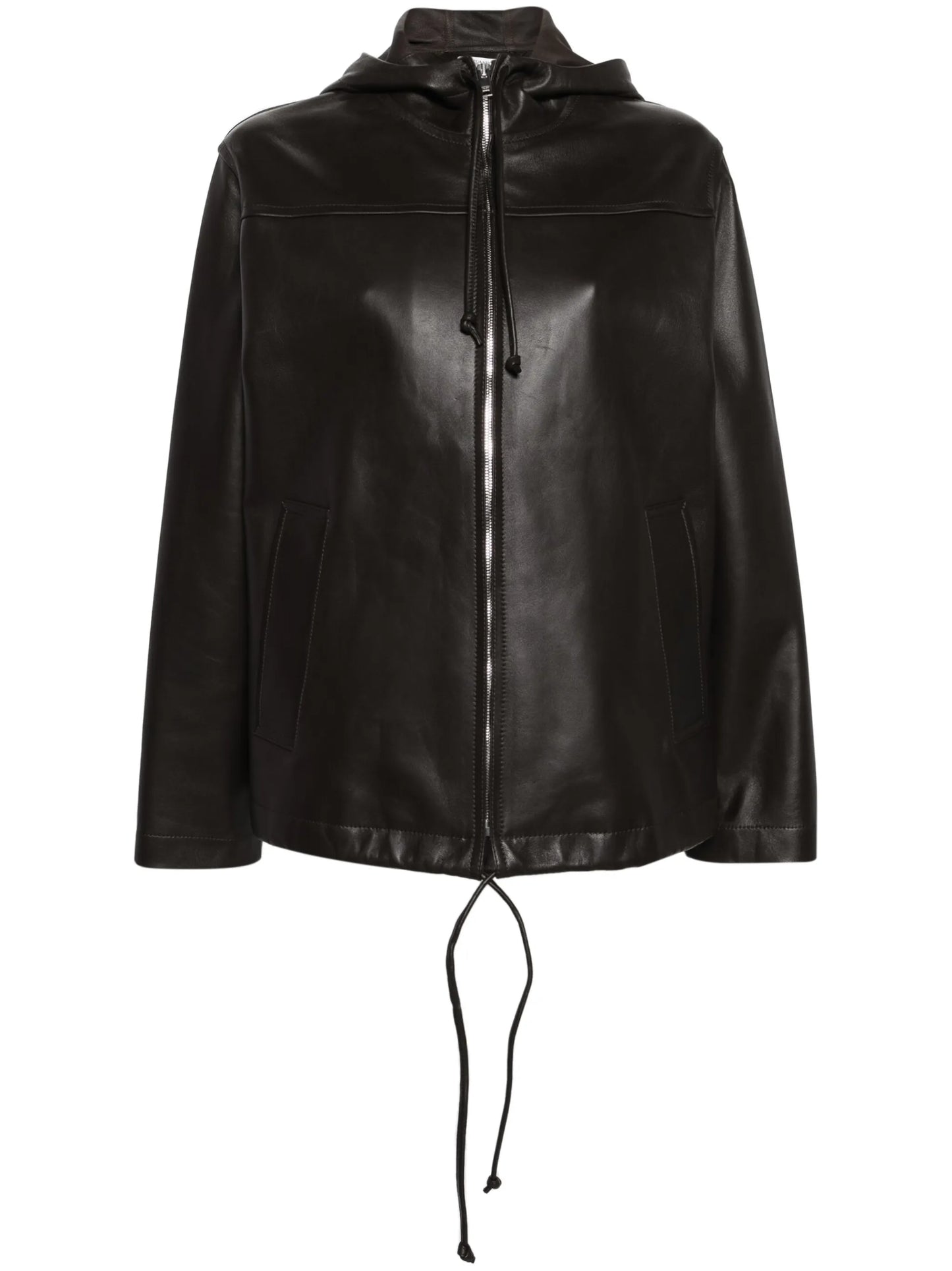 hooded leather jacket