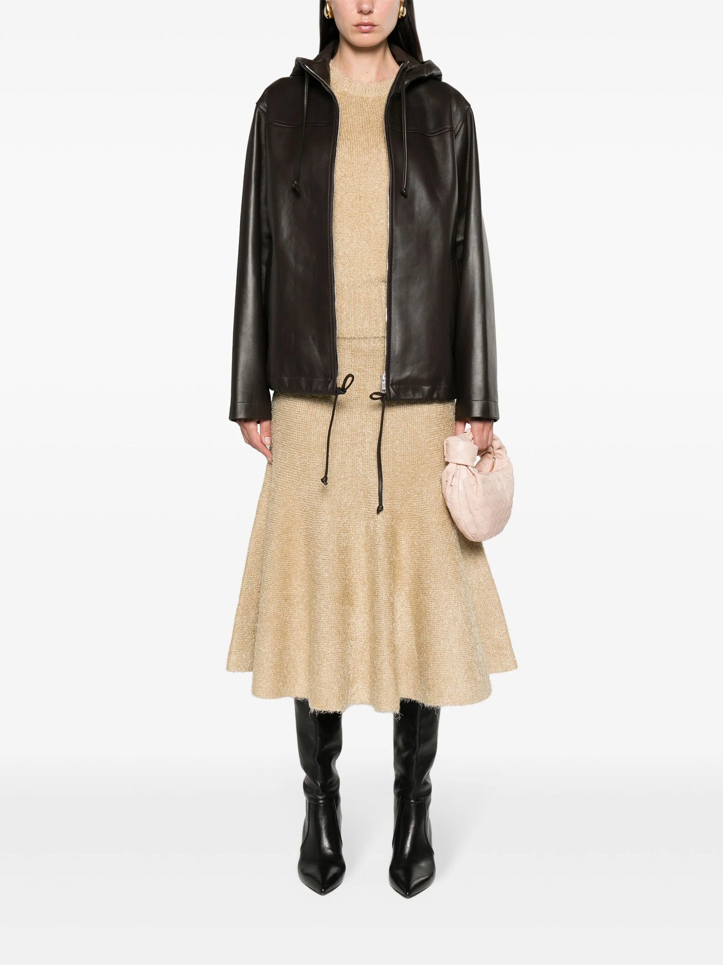 hooded leather jacket