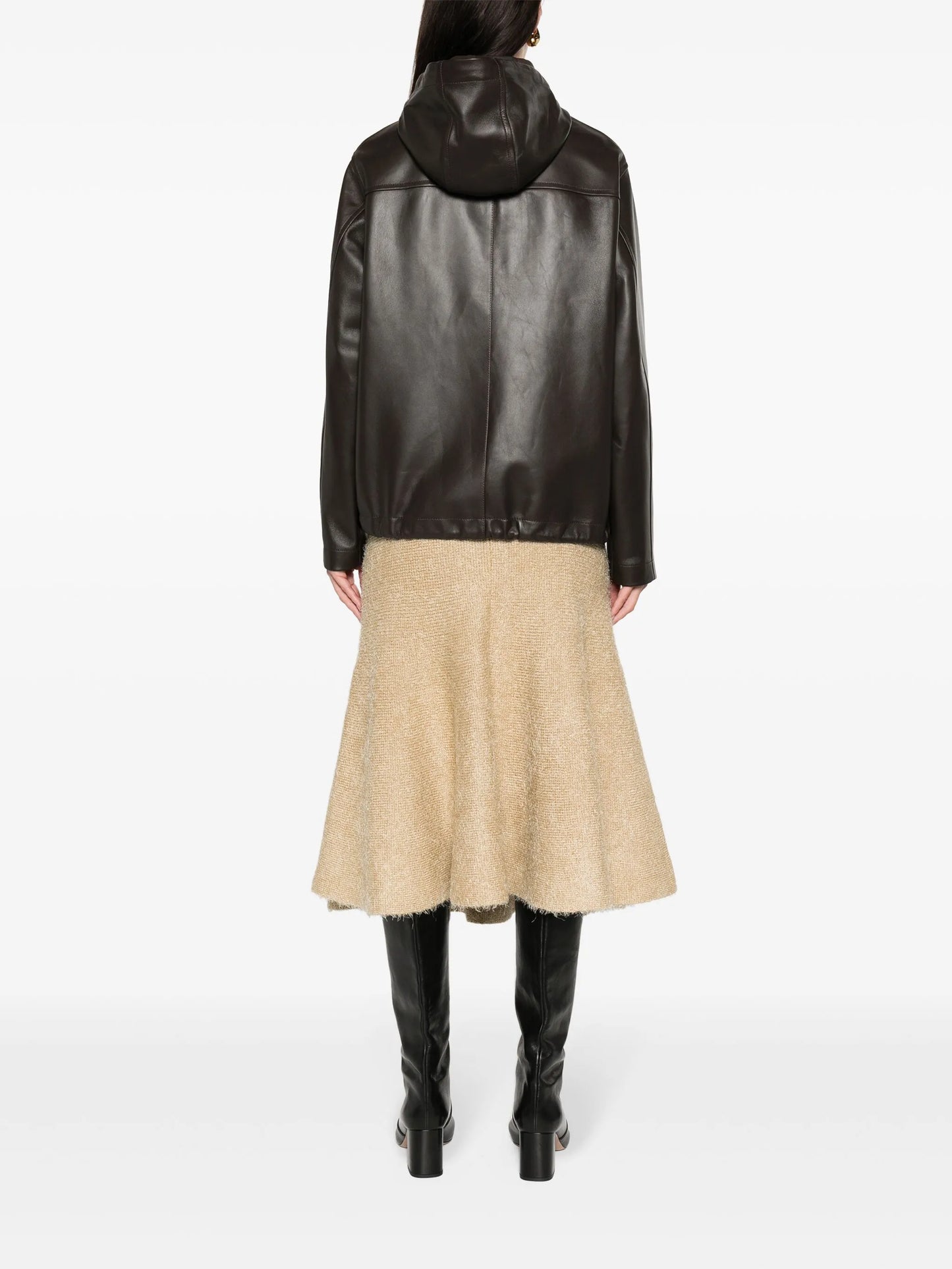 hooded leather jacket