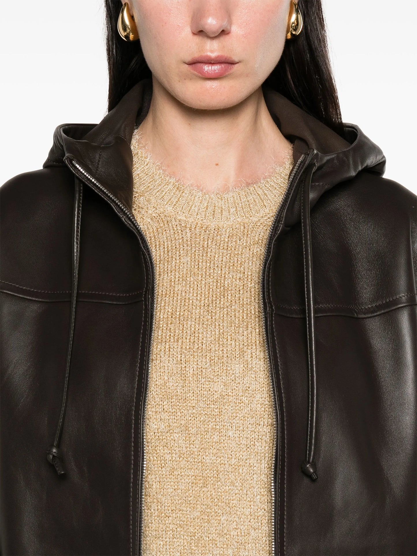 hooded leather jacket