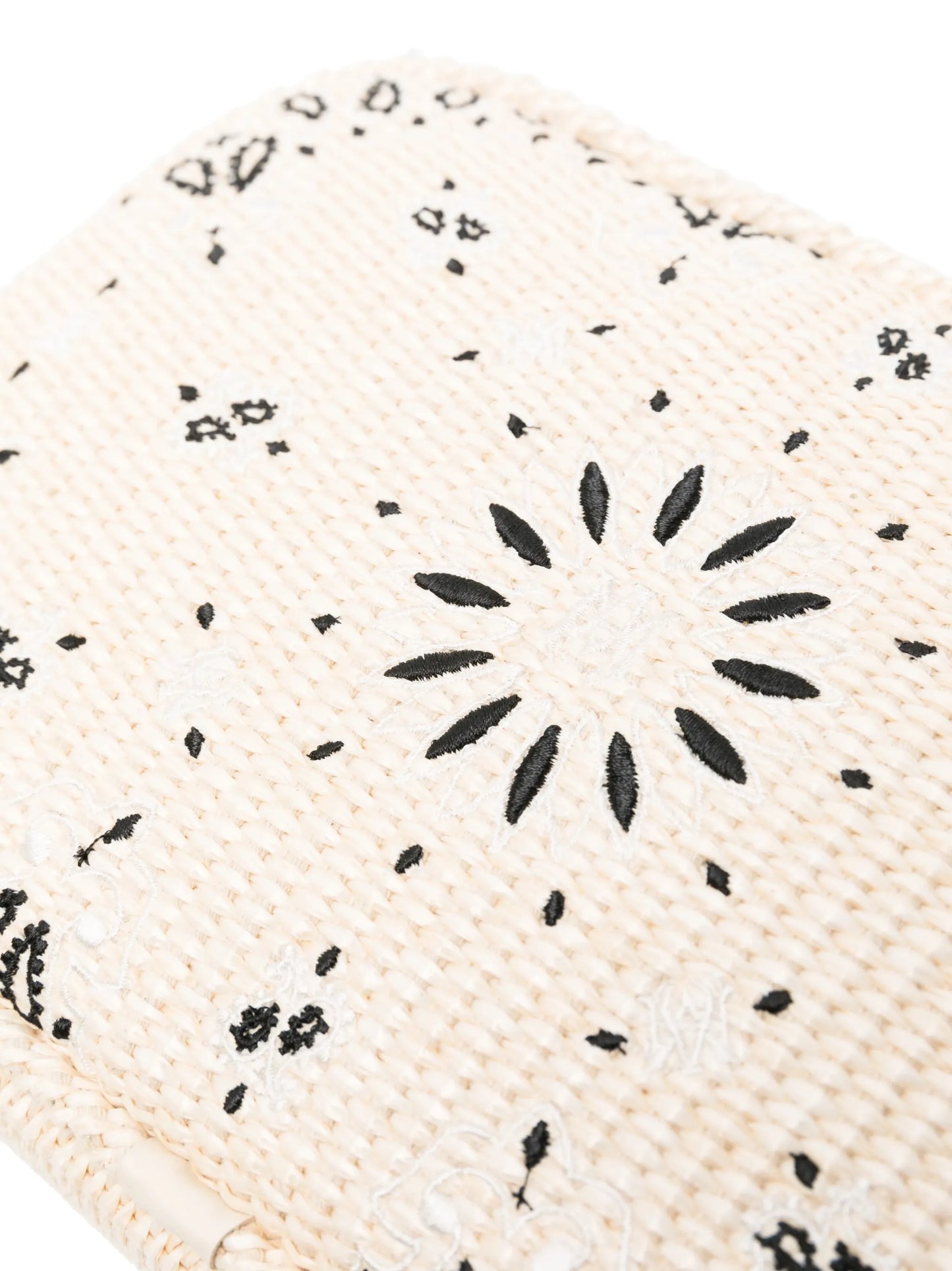 paisley-embroidered raffia messenger bag