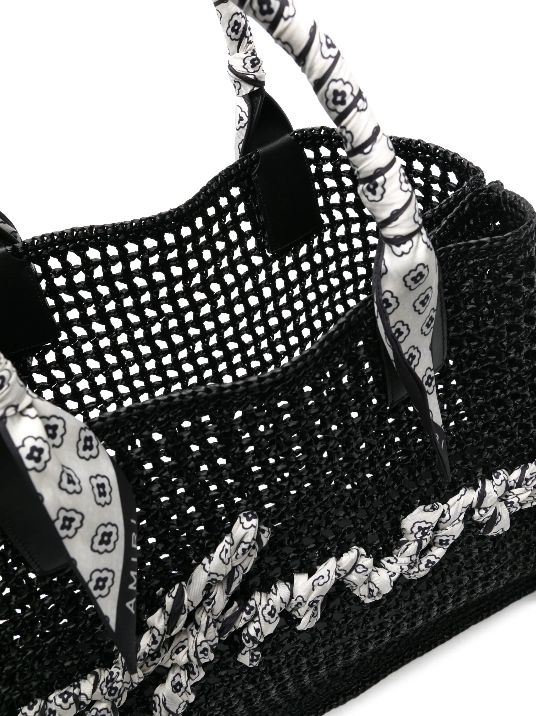 logo-appliqué raffia tote bag