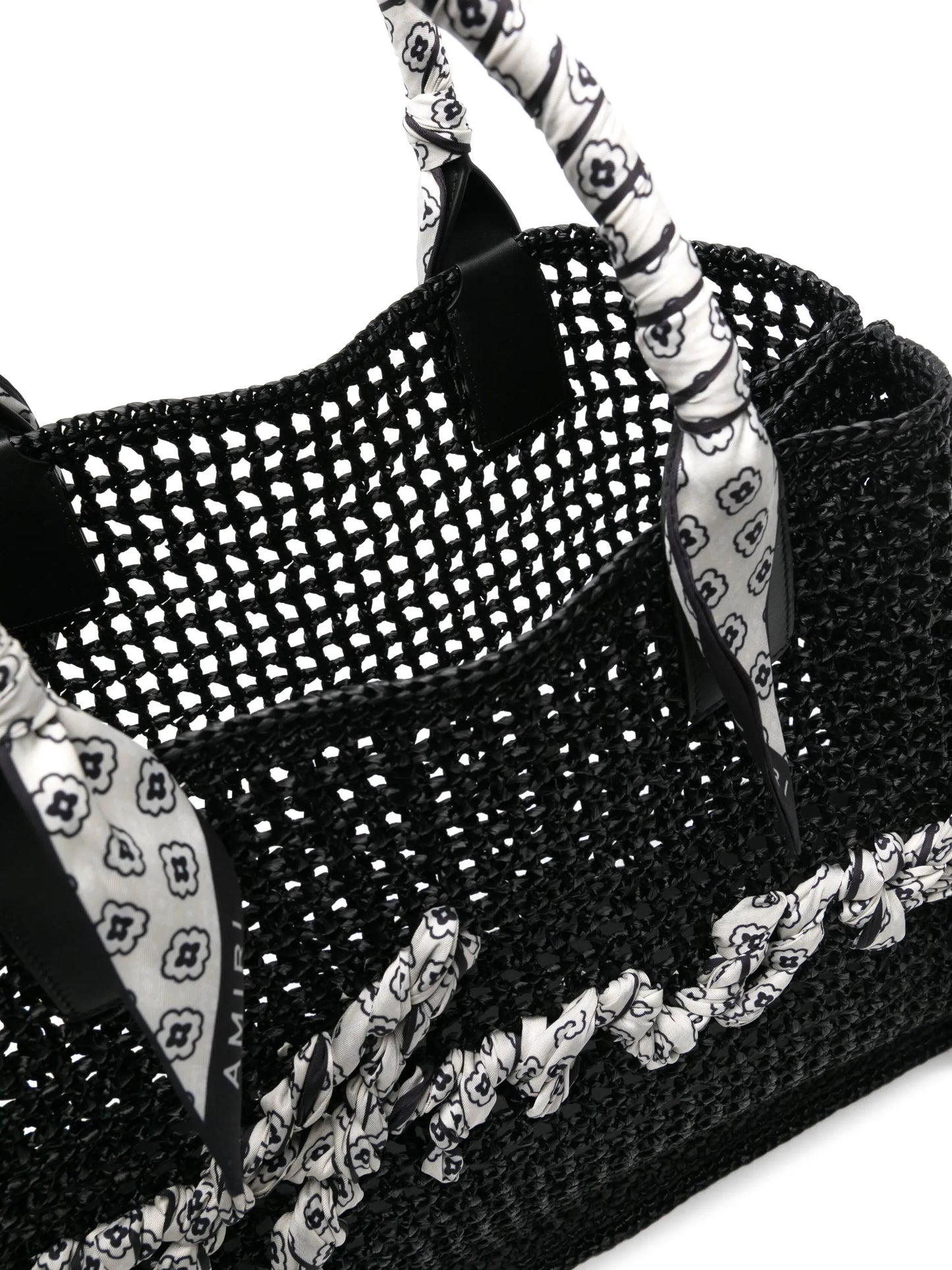 logo-appliqué raffia tote bag