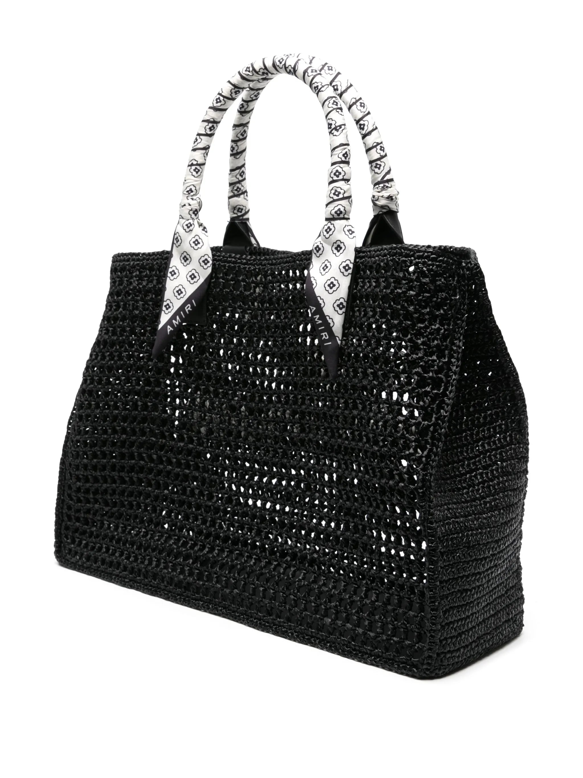 logo-appliqué raffia tote bag