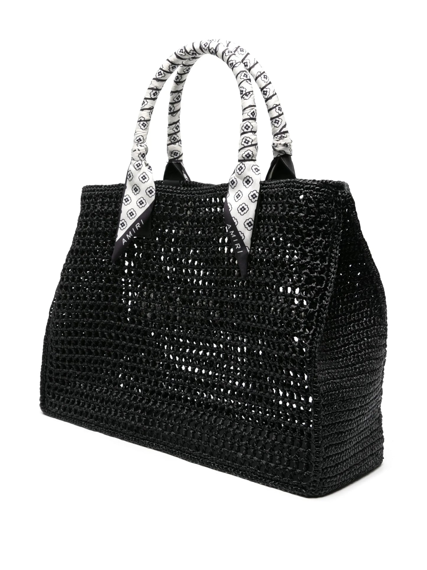 logo-appliqué raffia tote bag