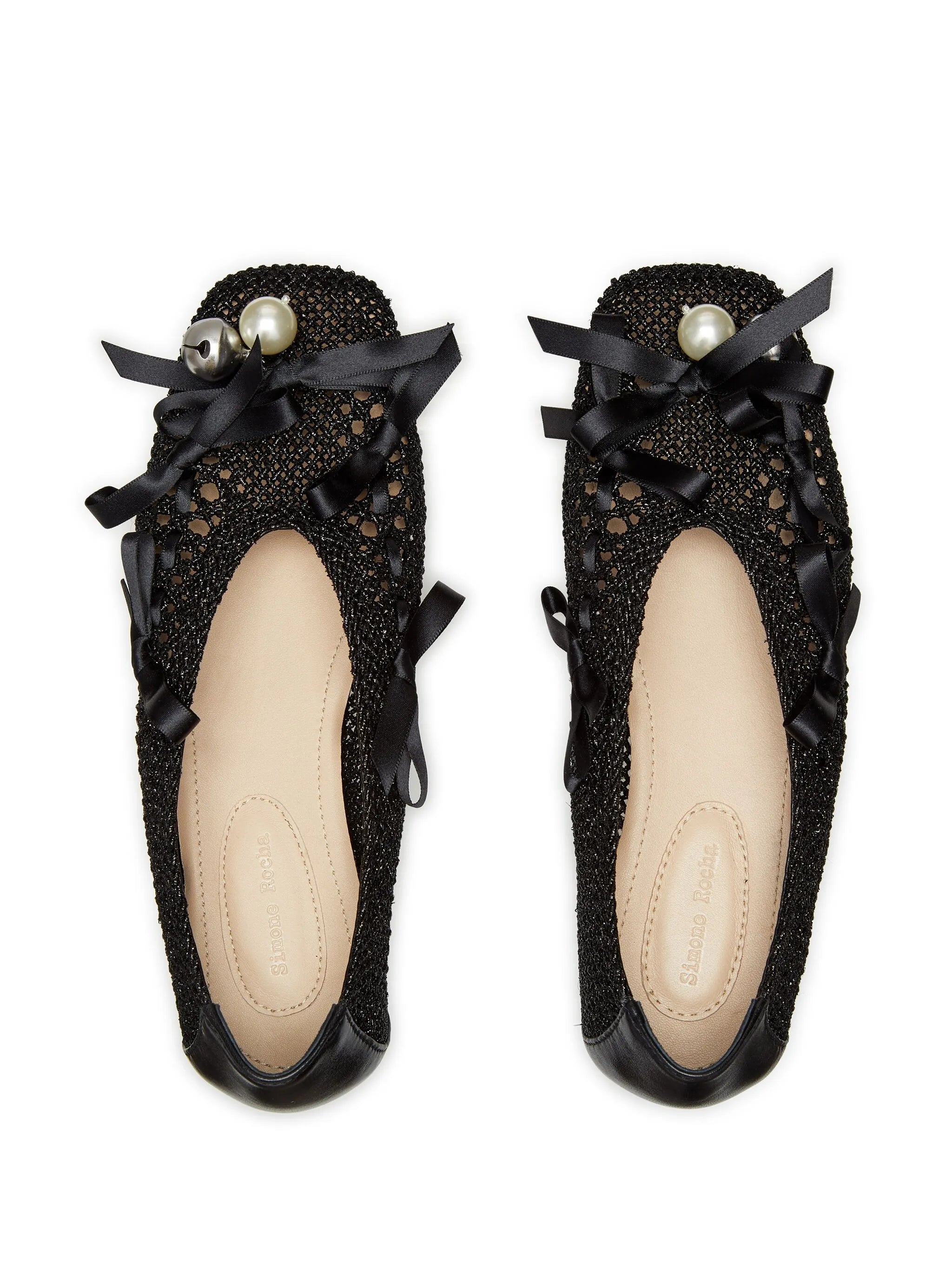 bell-charm crochet ballerina shoes