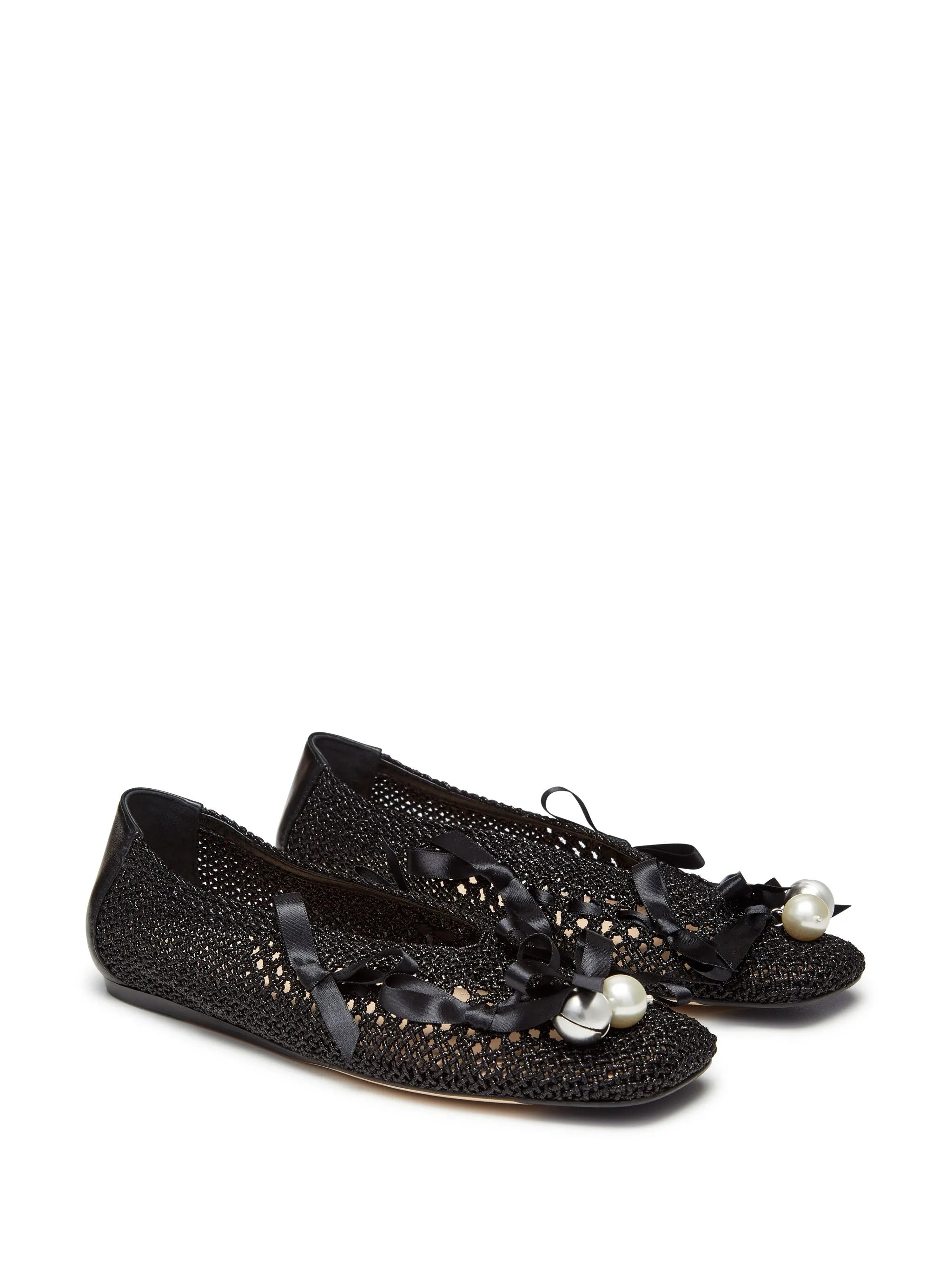 bell-charm crochet ballerina shoes