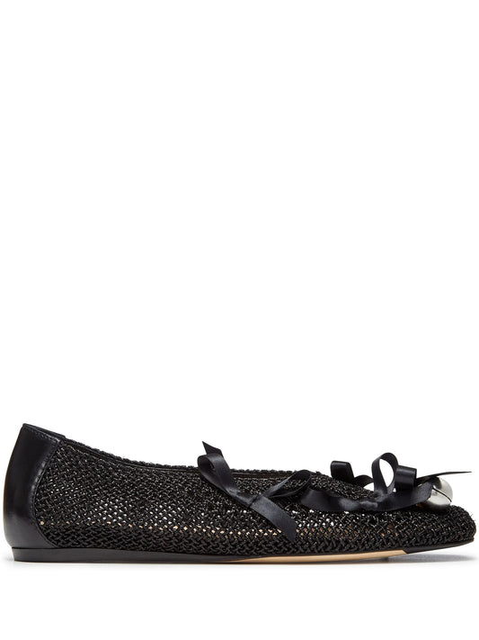 bell-charm crochet ballerina shoes