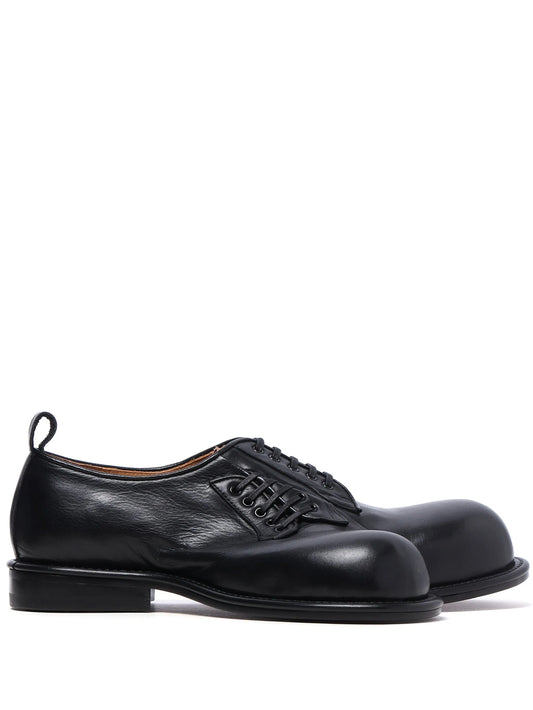 asymmetric leather Derby shoes