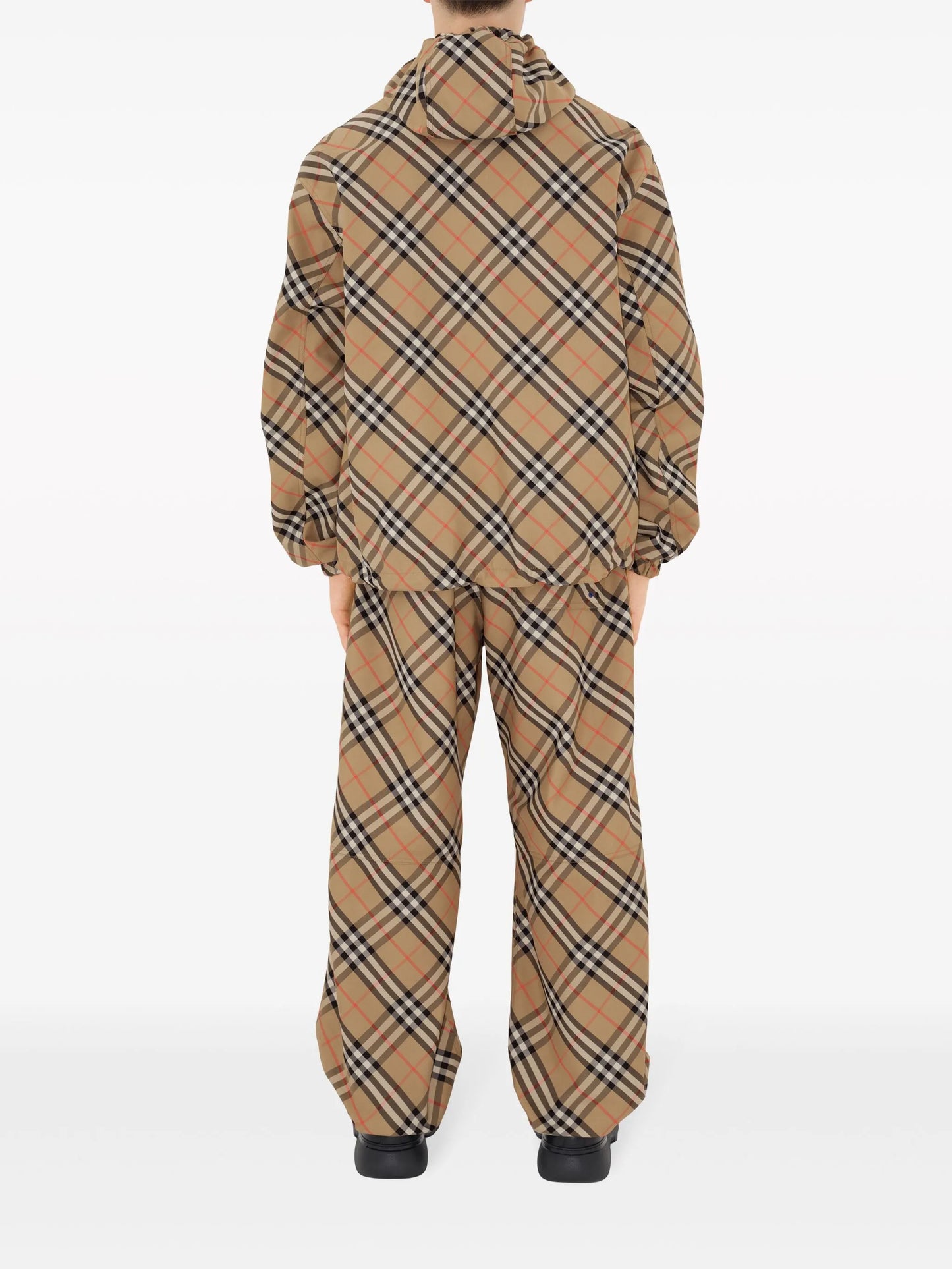 checked straight-leg trousers