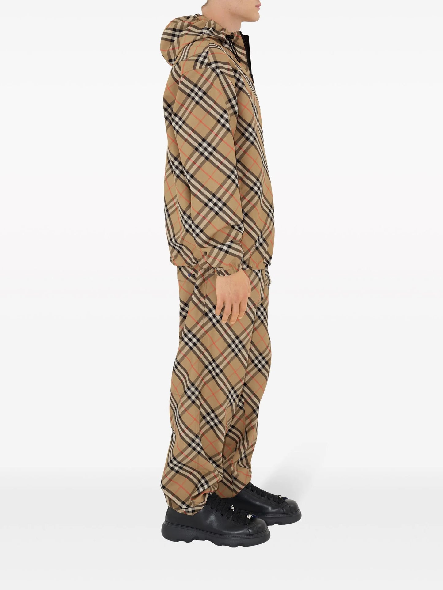 checked straight-leg trousers