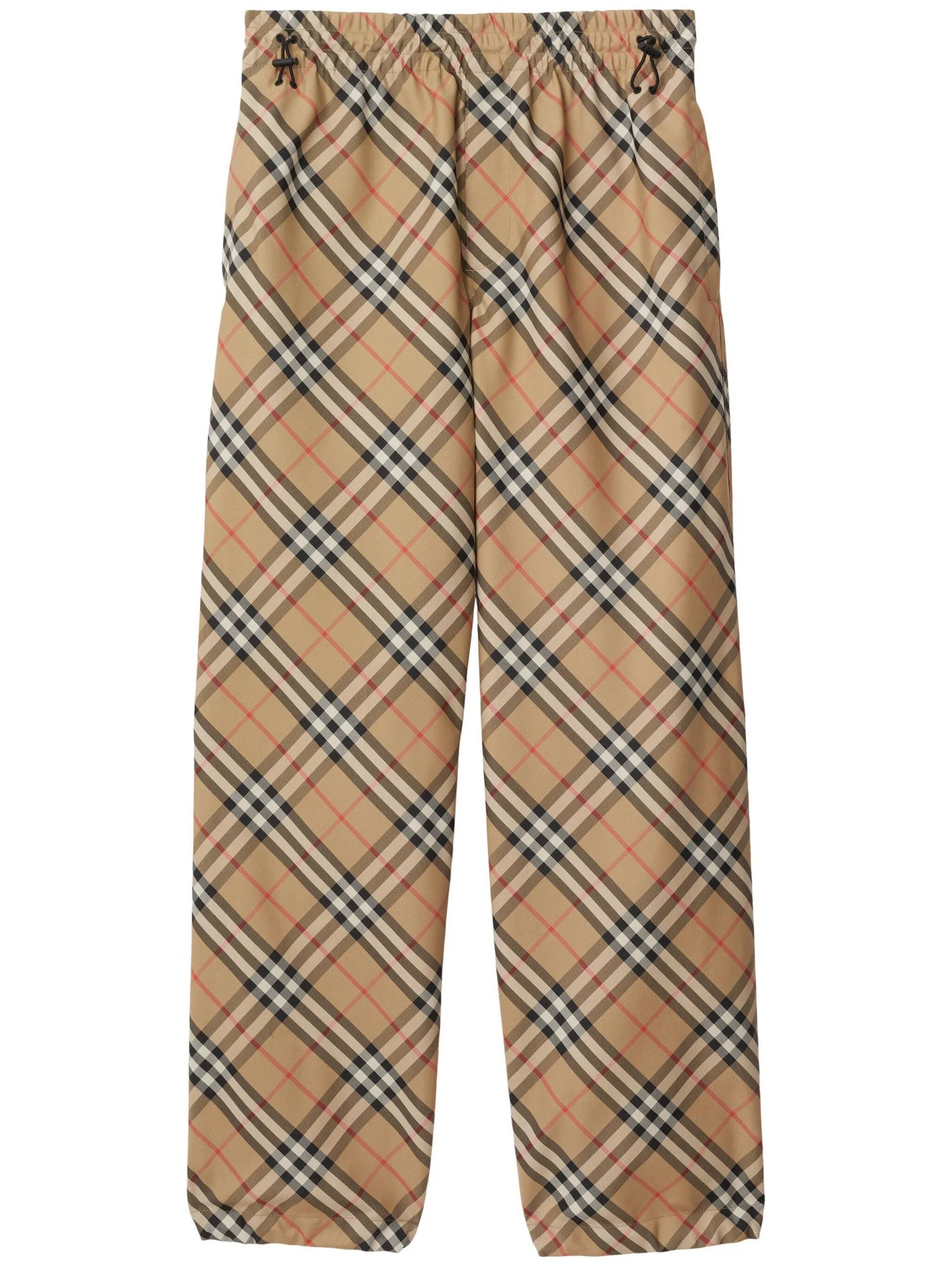 checked straight-leg trousers