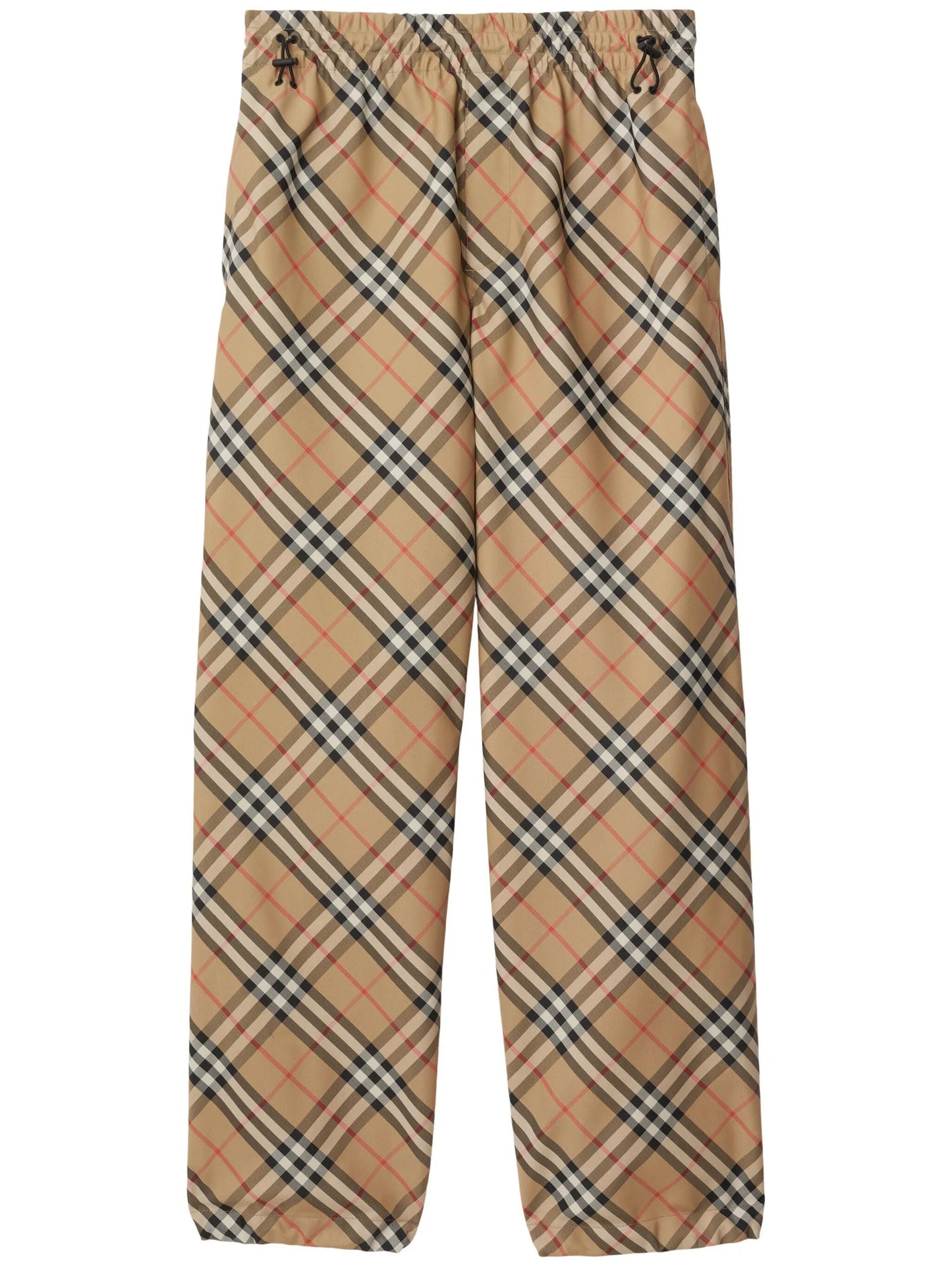 checked straight-leg trousers