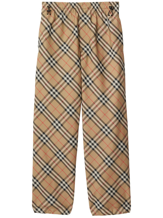 checked straight-leg trousers
