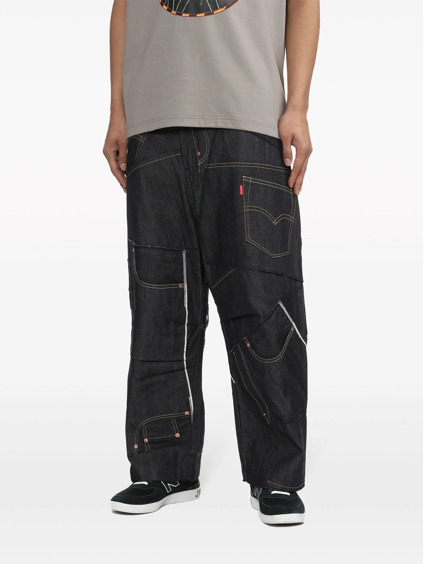 patchwork wide-leg jeans