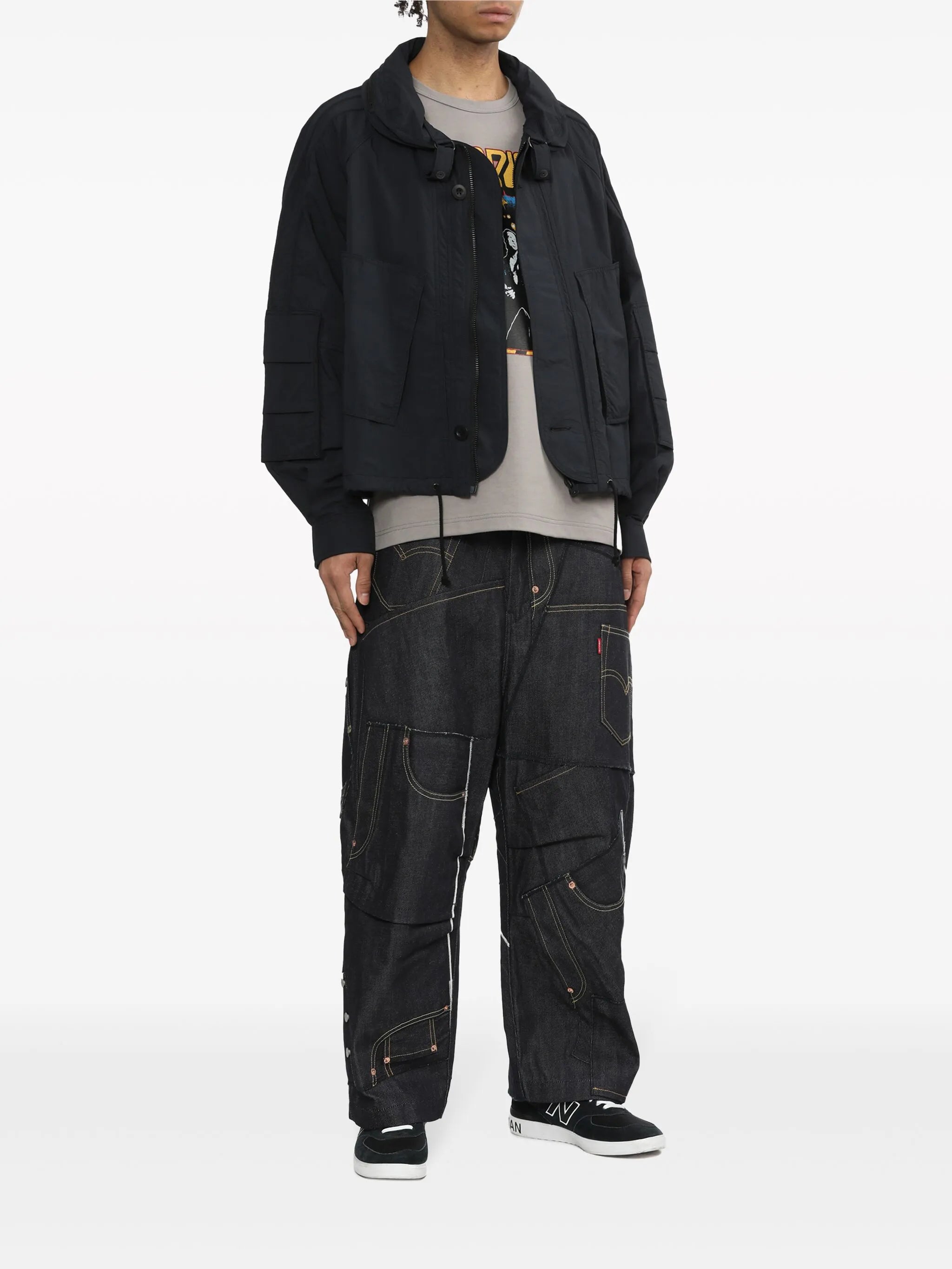 patchwork wide-leg jeans