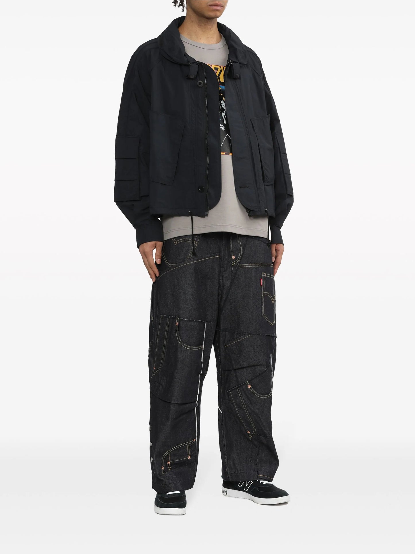 patchwork wide-leg jeans