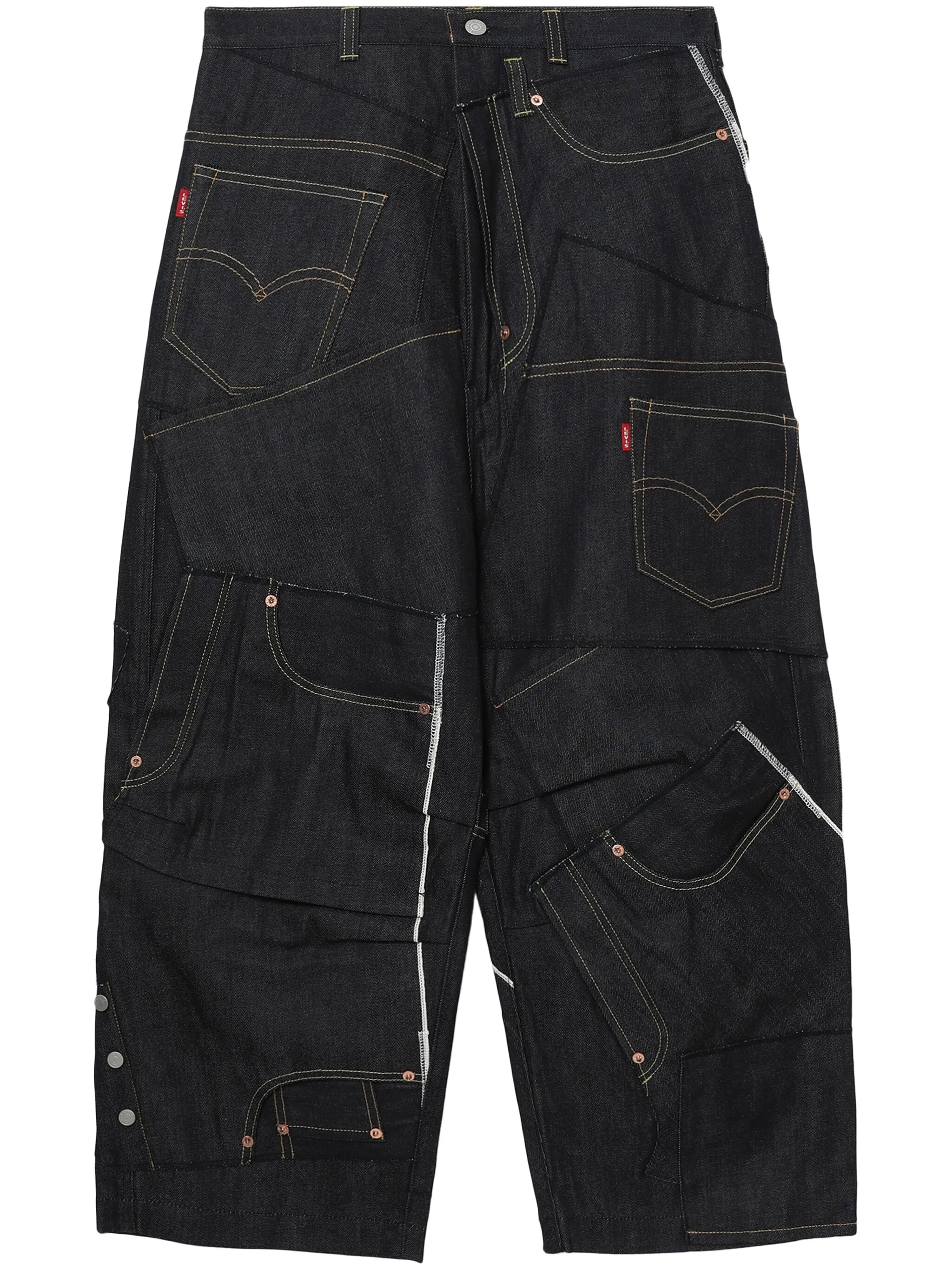 patchwork wide-leg jeans