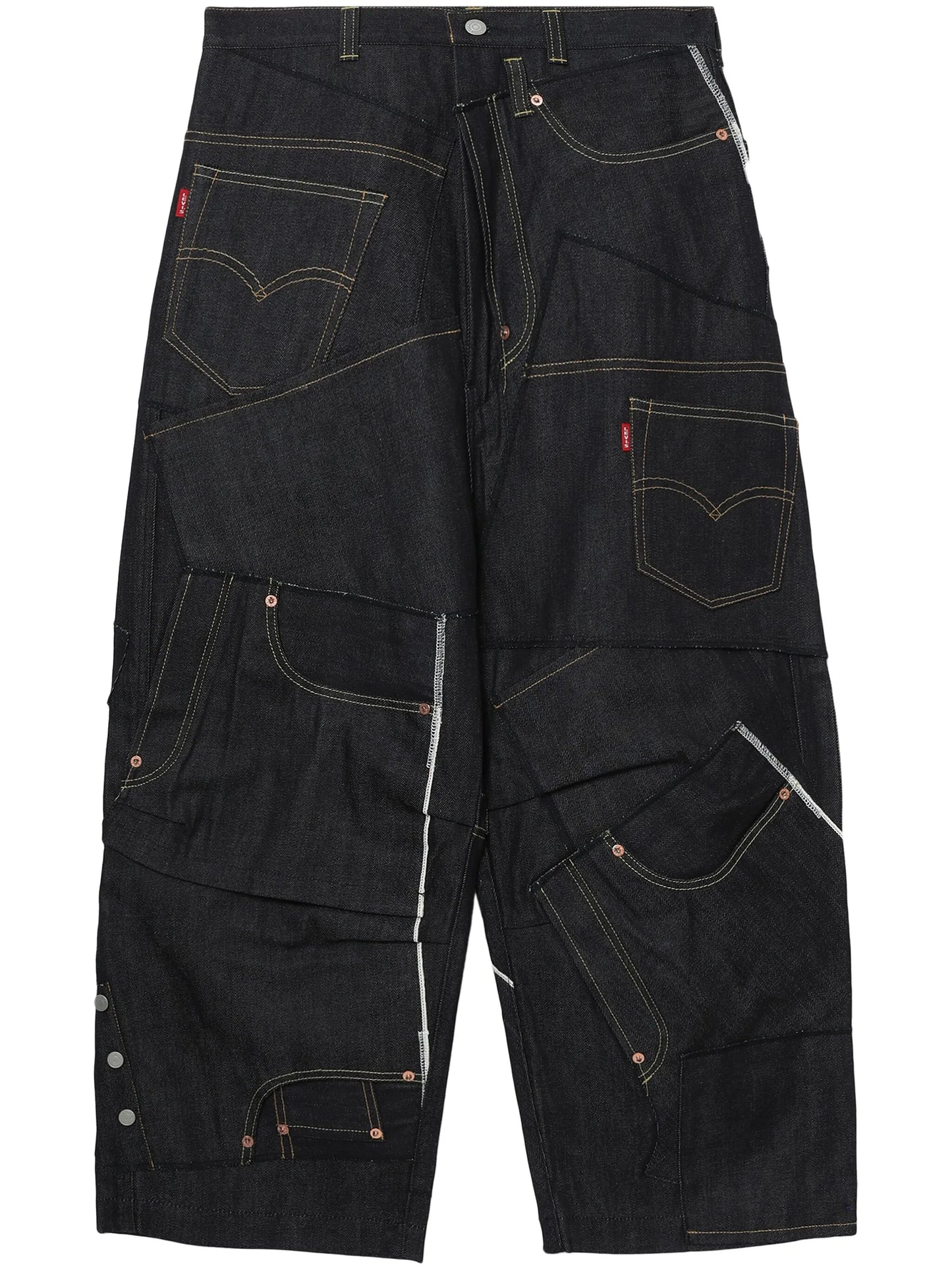 patchwork wide-leg jeans