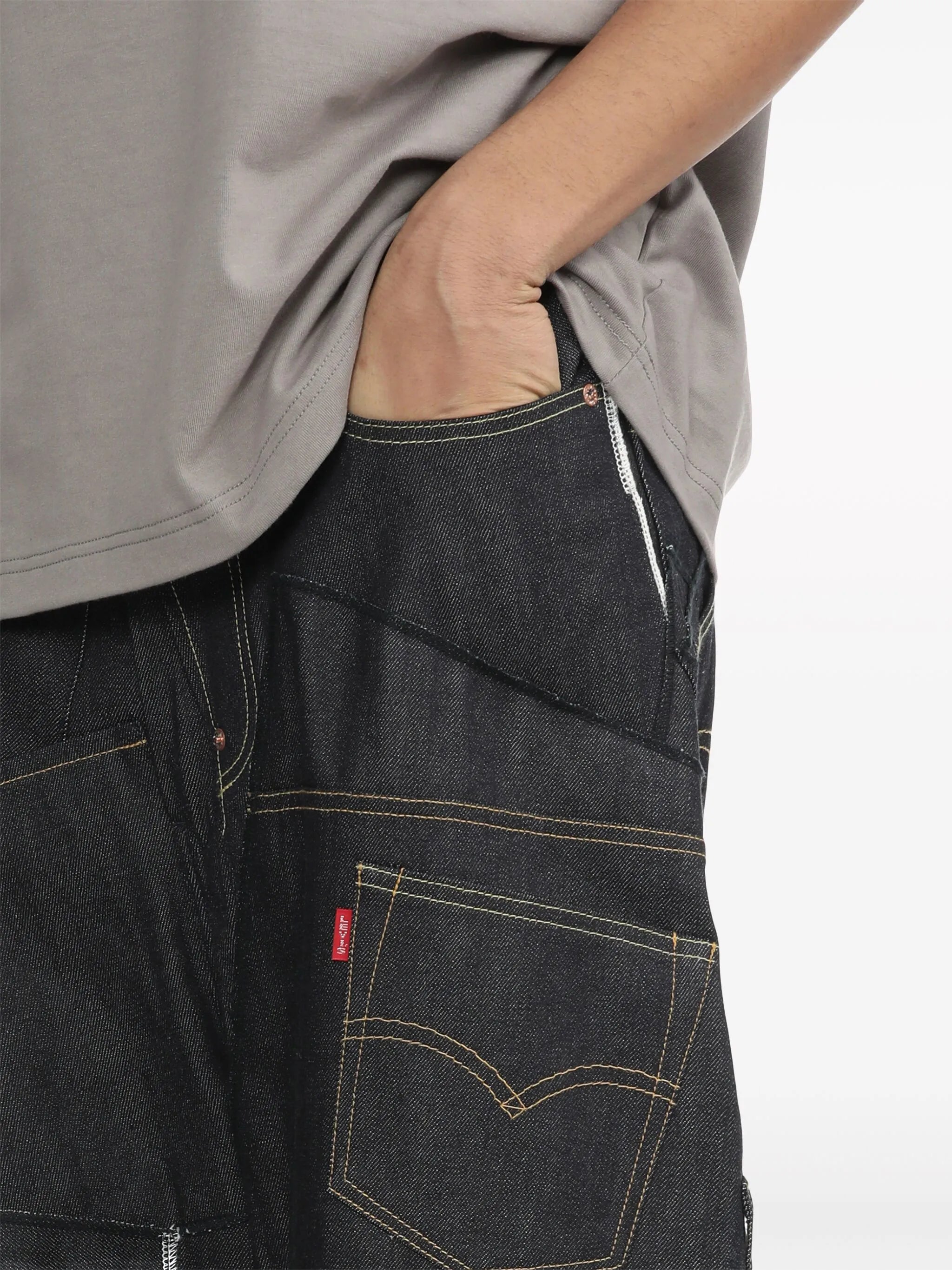 patchwork wide-leg jeans