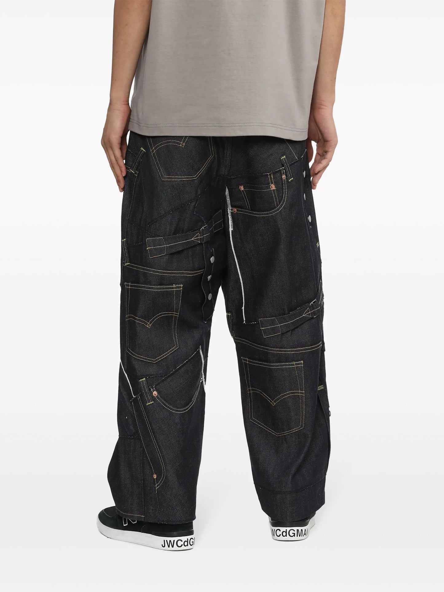 patchwork wide-leg jeans