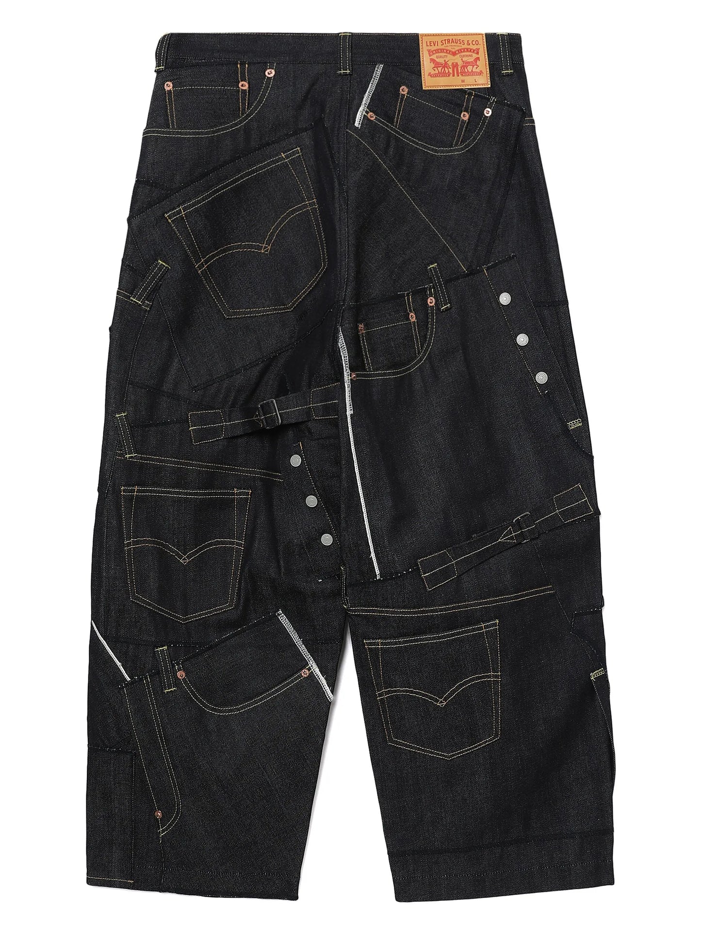 patchwork wide-leg jeans