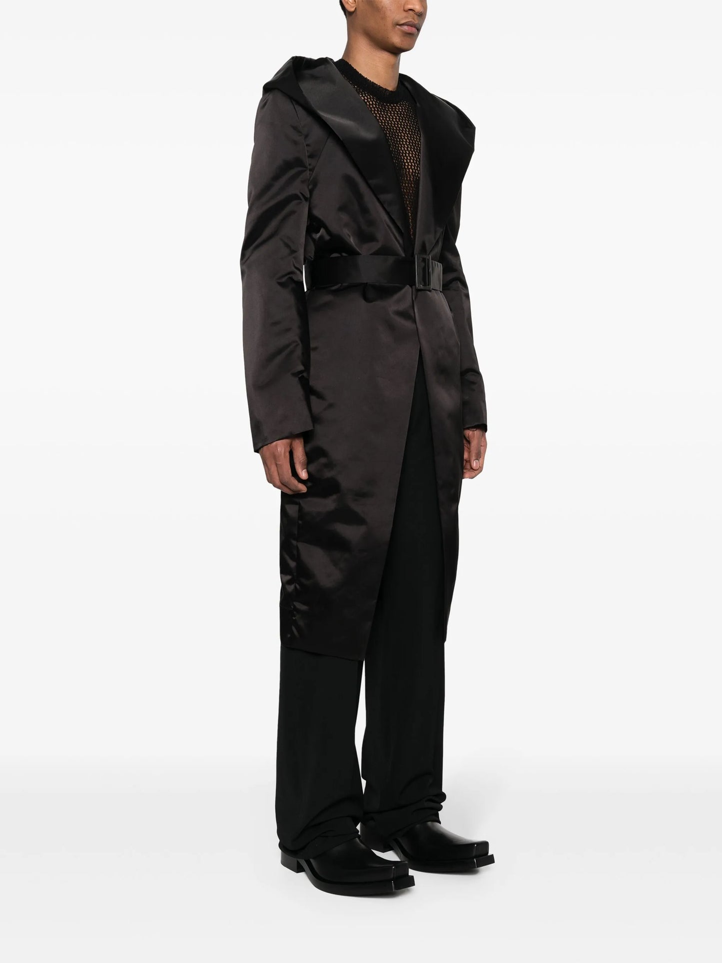 Slim belted hooded coat