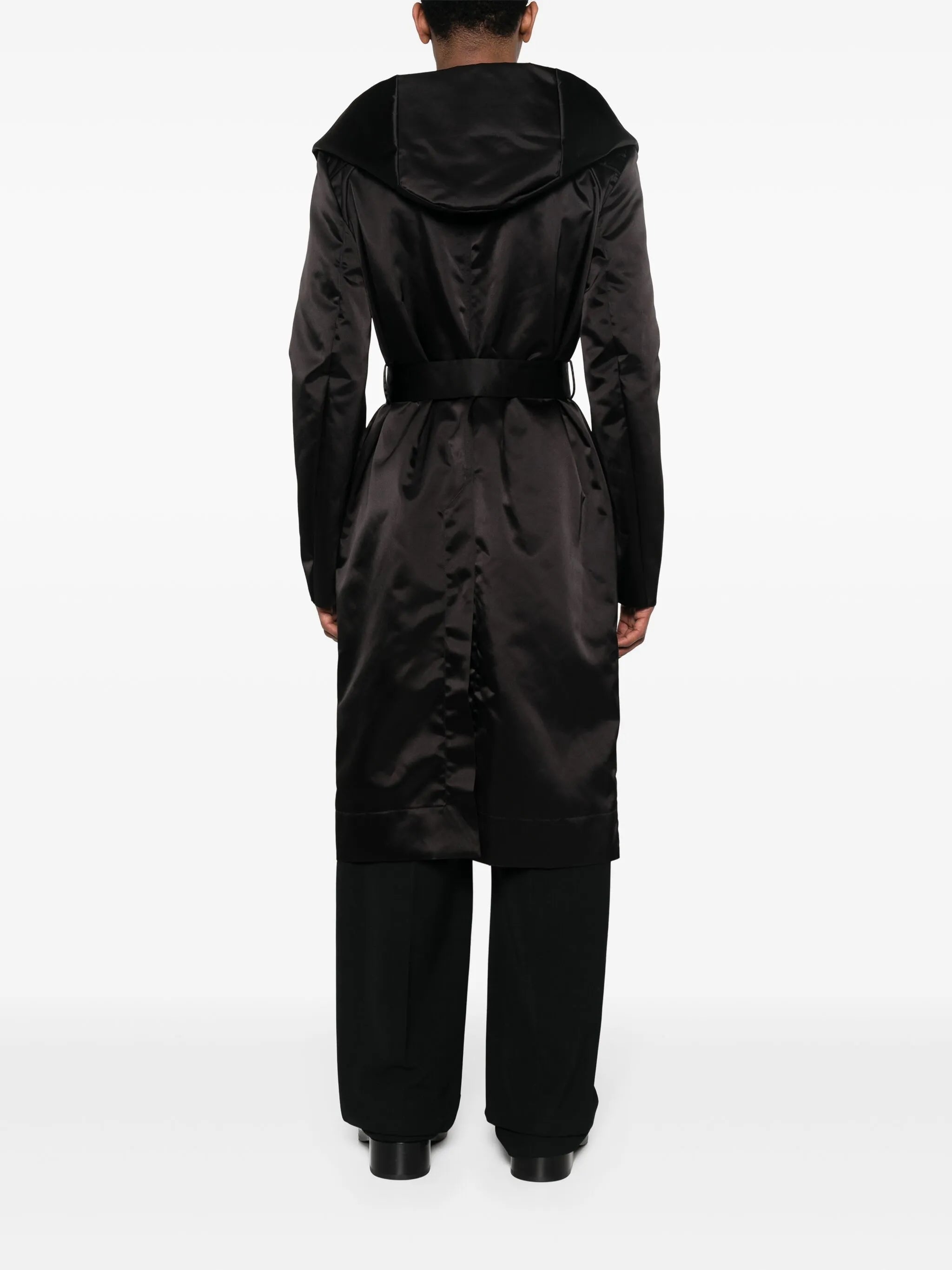 Slim belted hooded coat