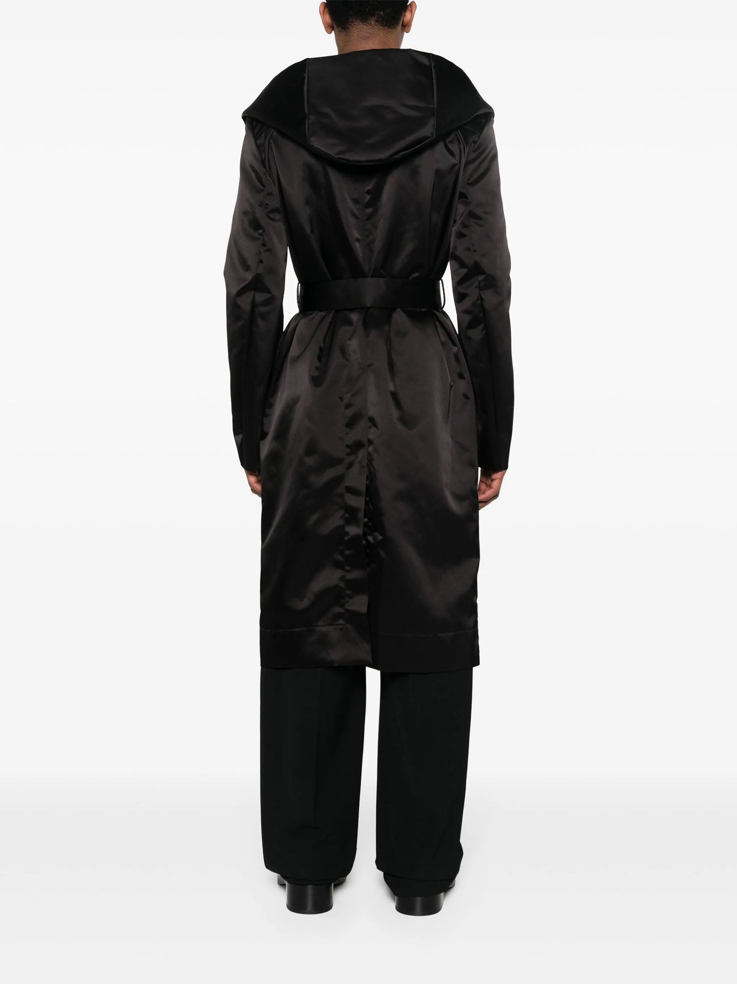 Slim belted hooded coat