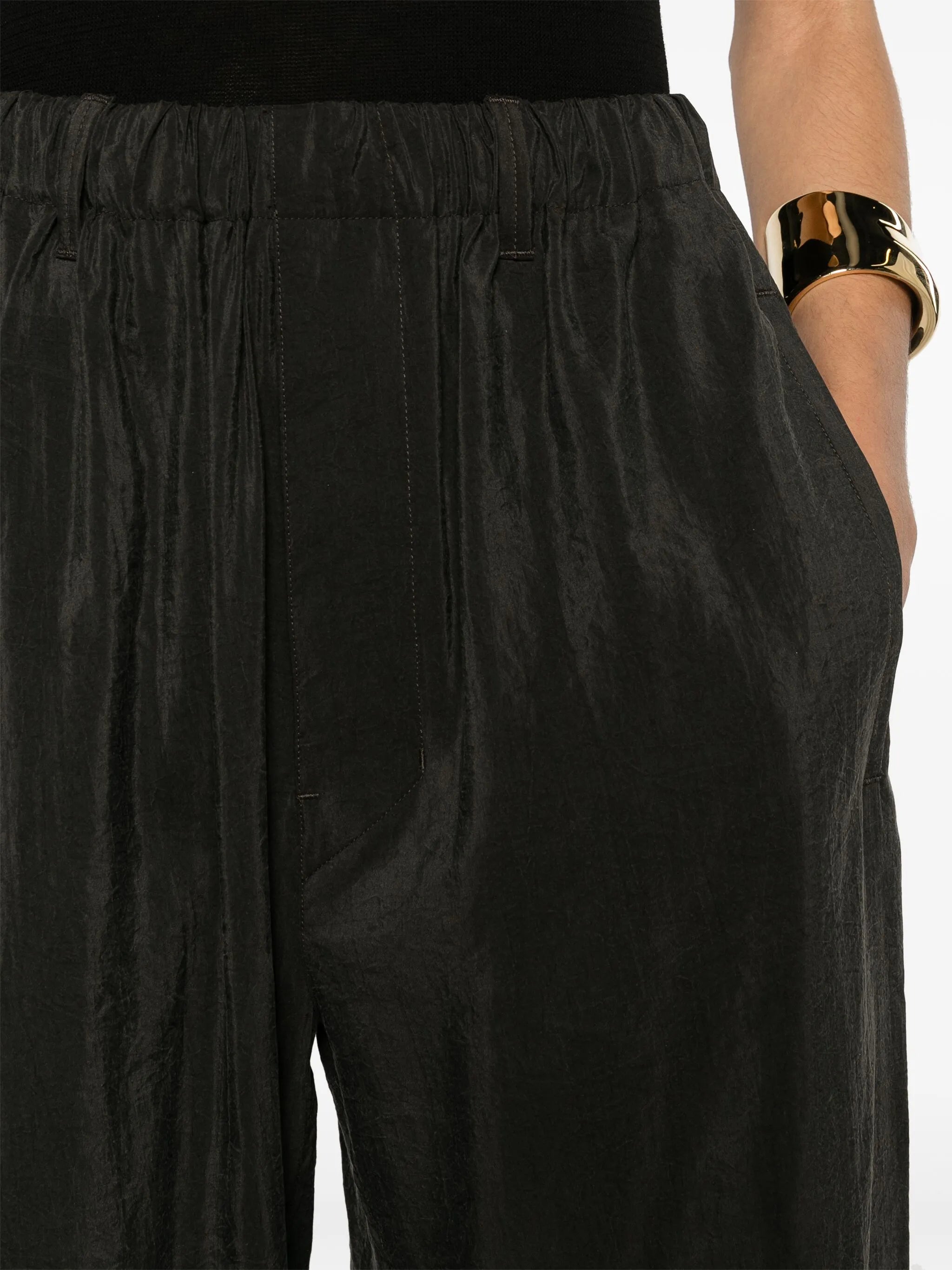 silk blend tapered-leg trousers