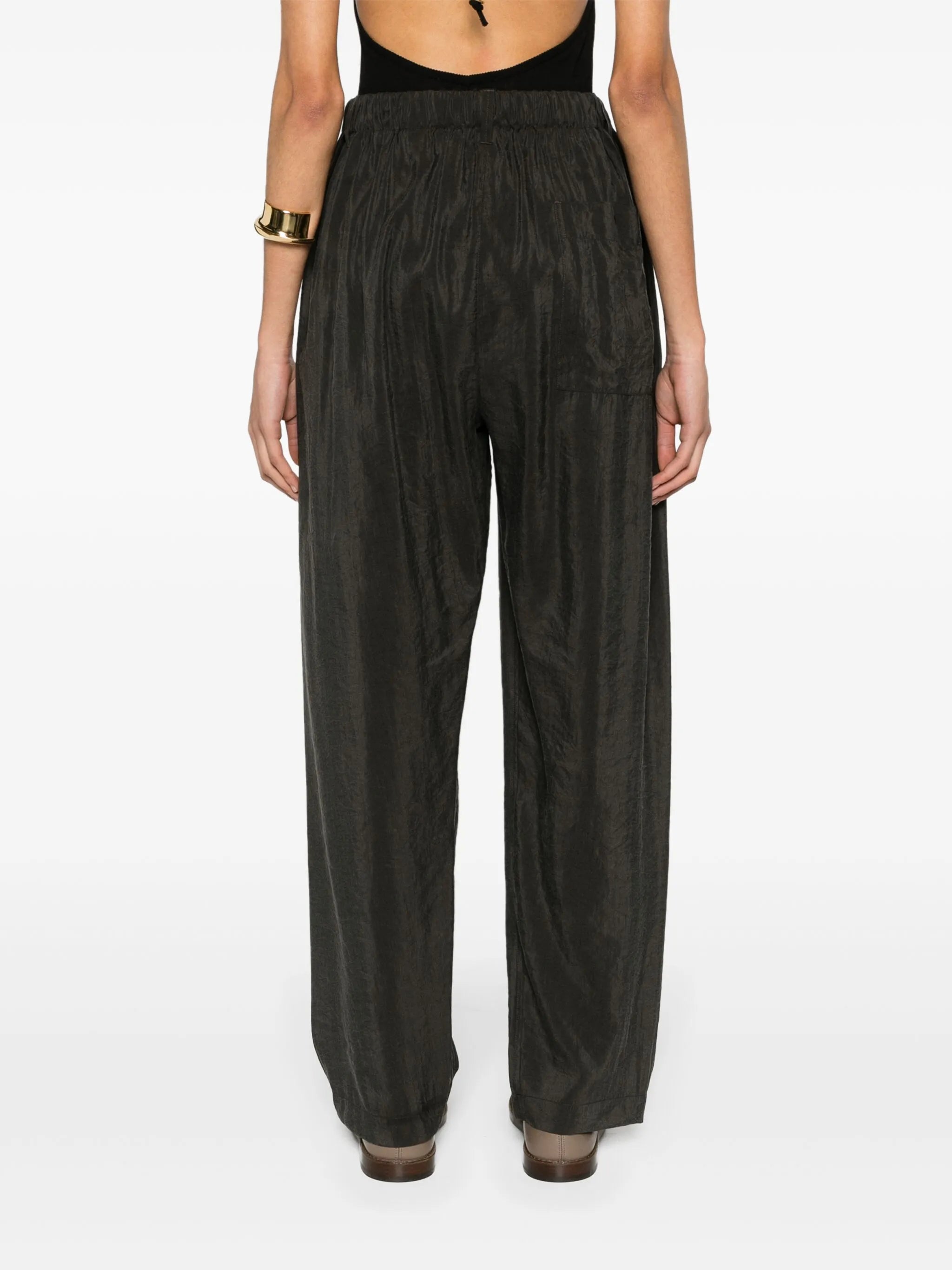 silk blend tapered-leg trousers