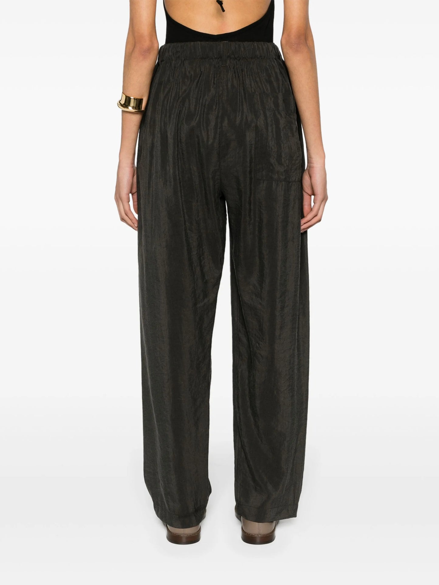 silk blend tapered-leg trousers