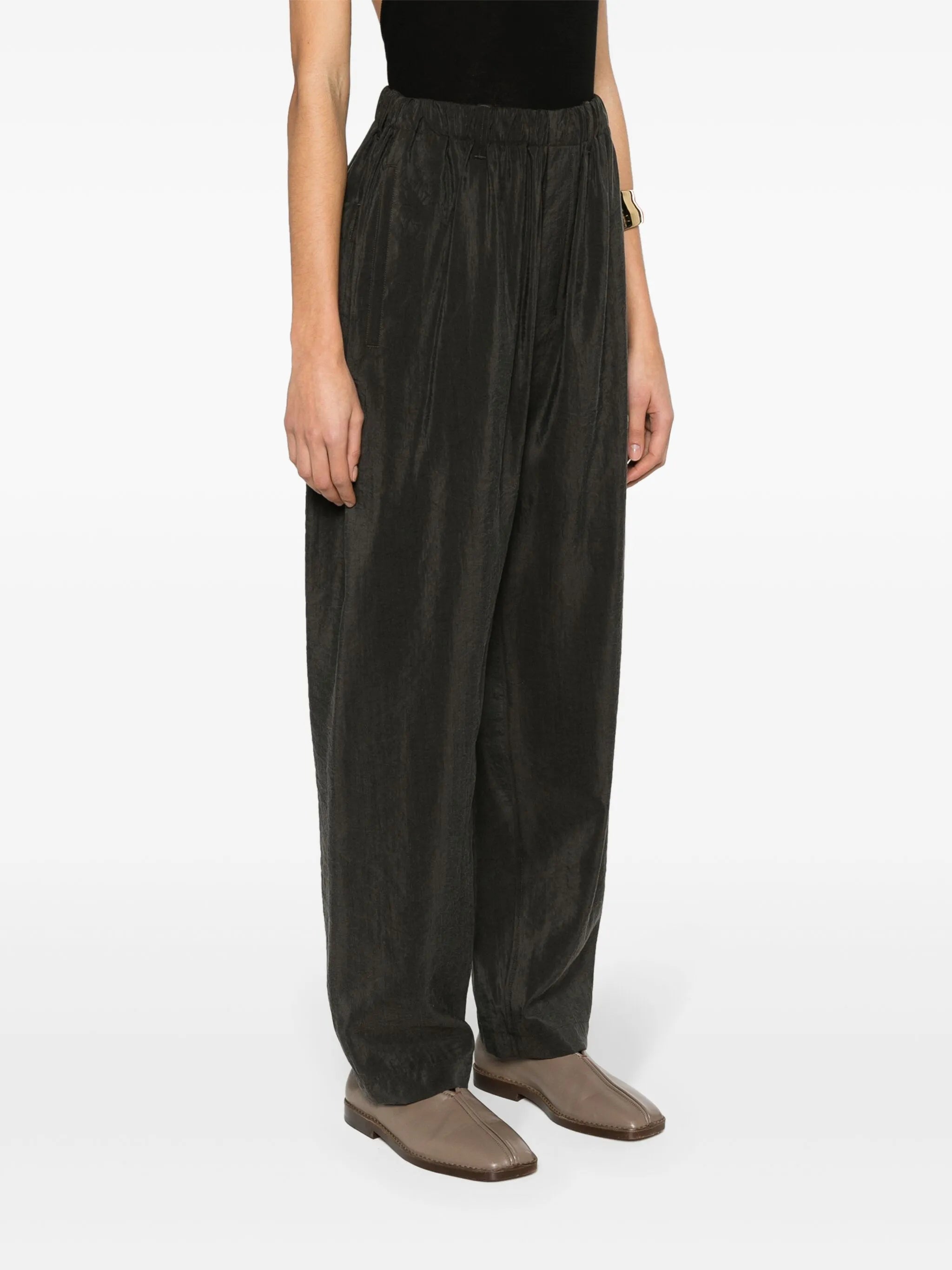 silk blend tapered-leg trousers