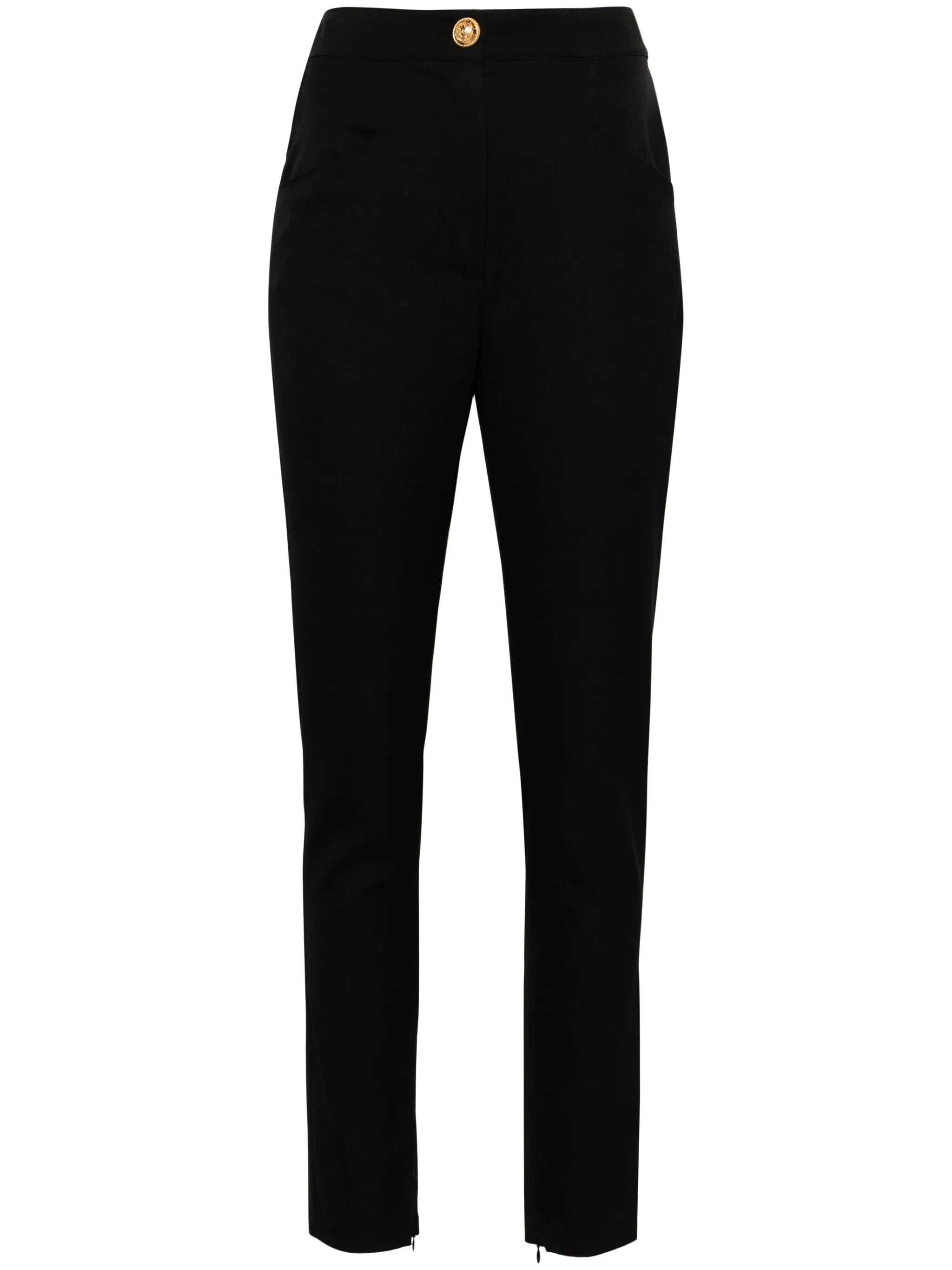 skinny cut black grain de poudre pants