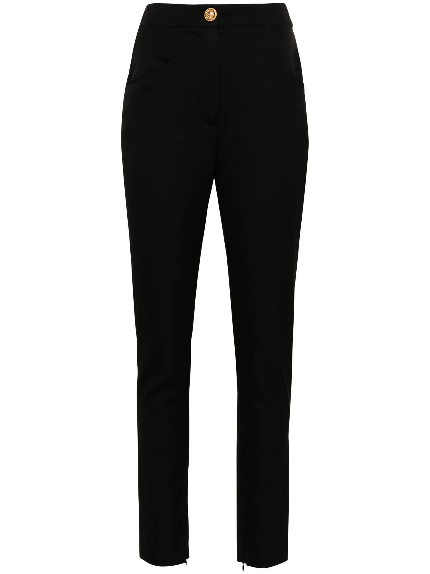 skinny cut black grain de poudre pants