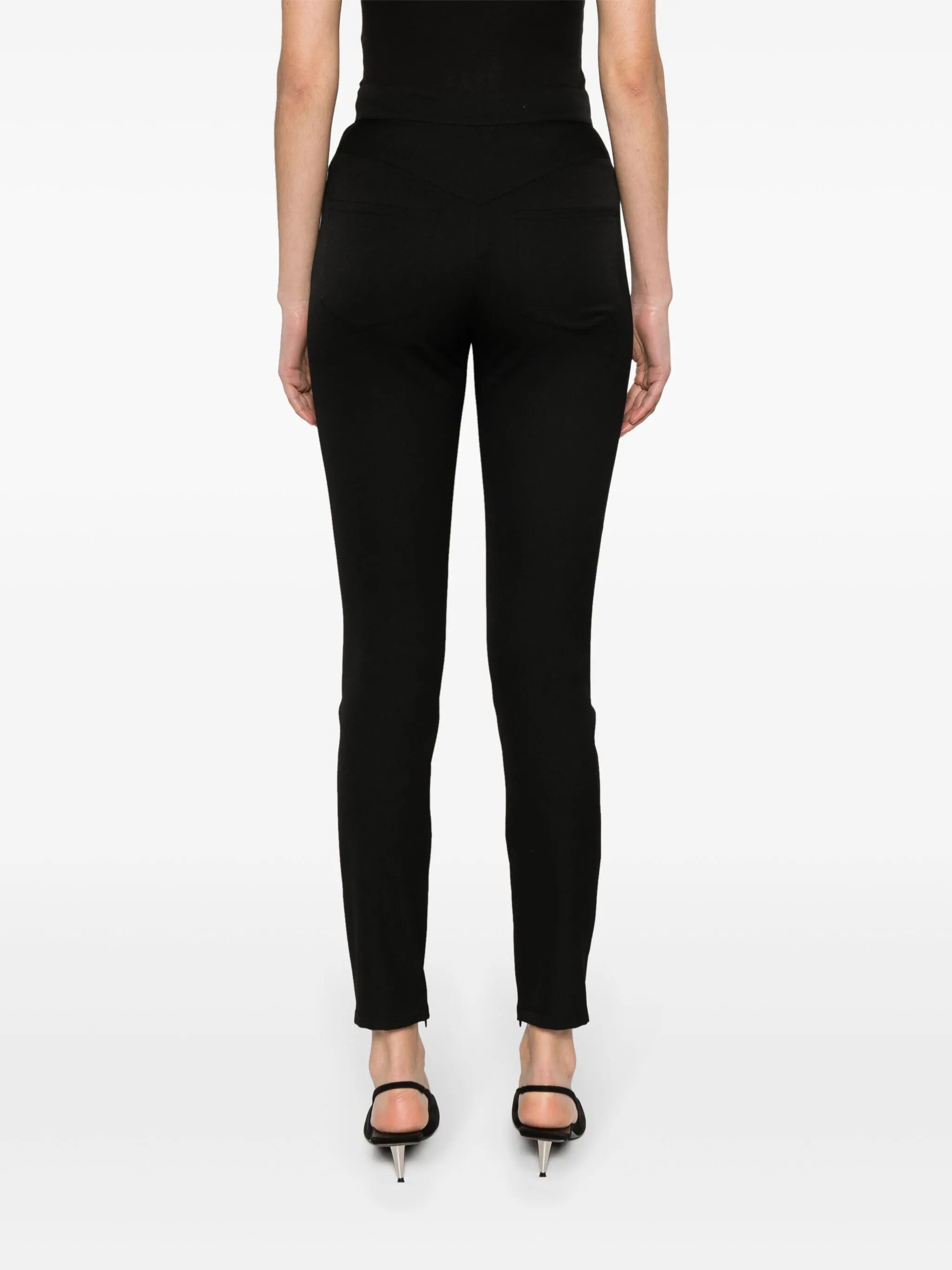 skinny cut black grain de poudre pants